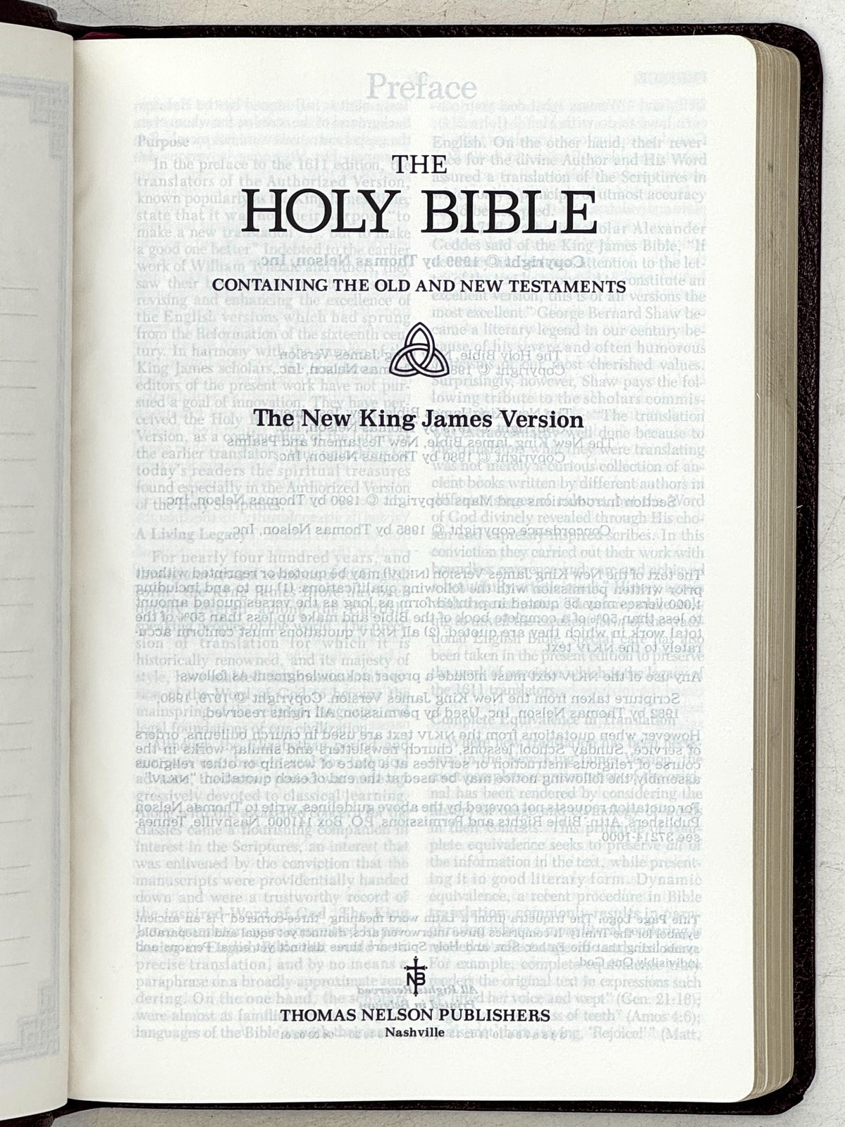 1999 NELSON The Holy Bible NKJV 3015BGM Bonded LEATHER VG