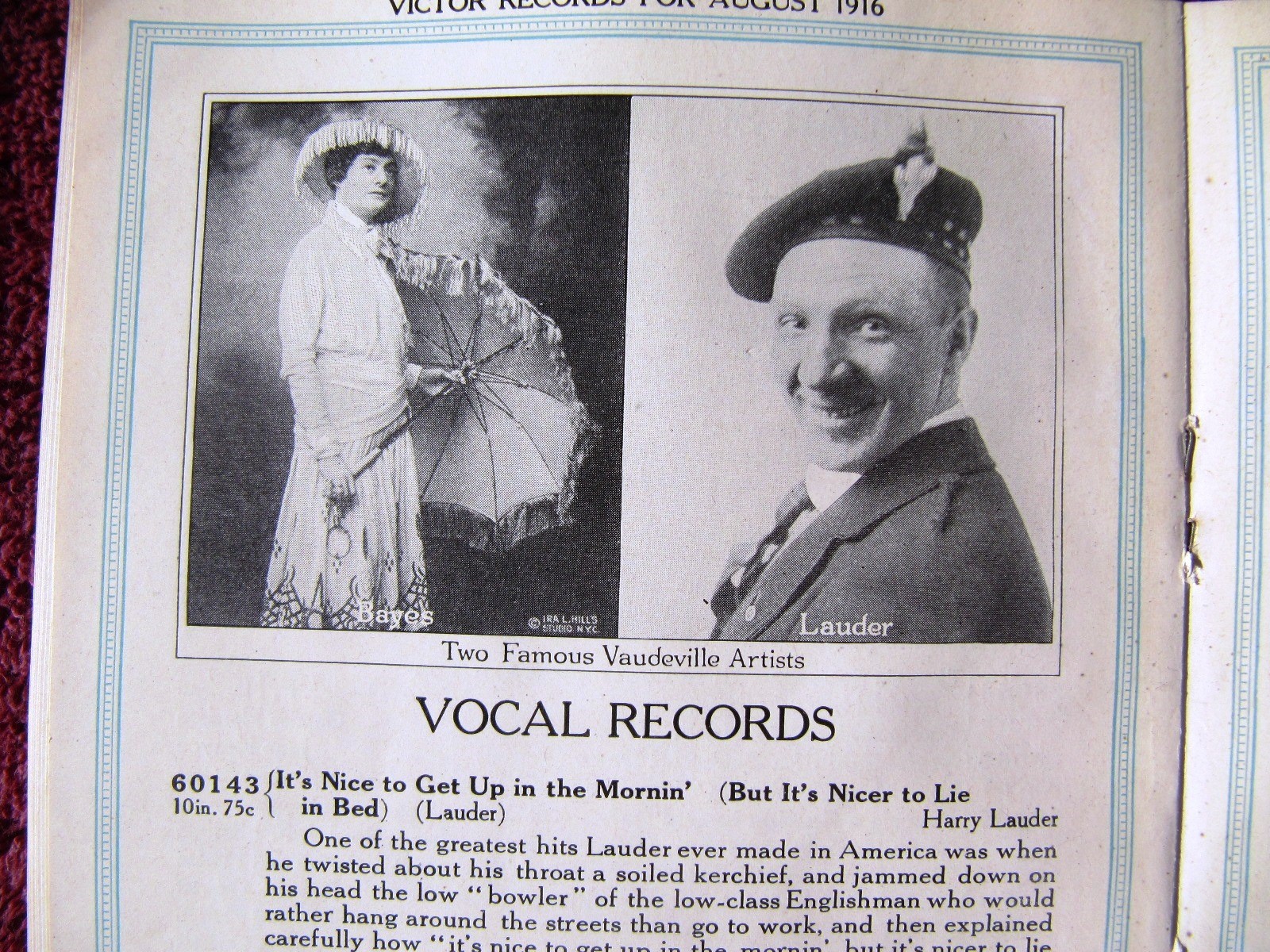 Kitty Cheatham Tribute New VICTOR RECORDS Aug 1916 Supplement Victrola CATALOG