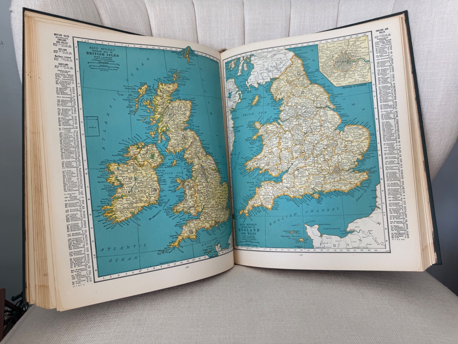 AS IS** Rand McNally WORLD ATLAS Premier Edition LARGE book maps charts vintage