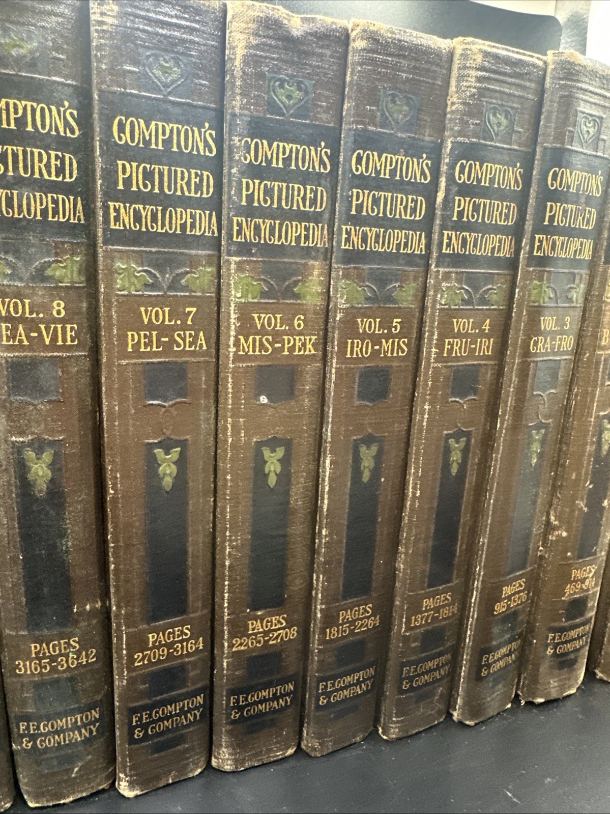 Compton’s Pictured Encyclopedia Complete 10-Volume Set (1930) Vintage Reference