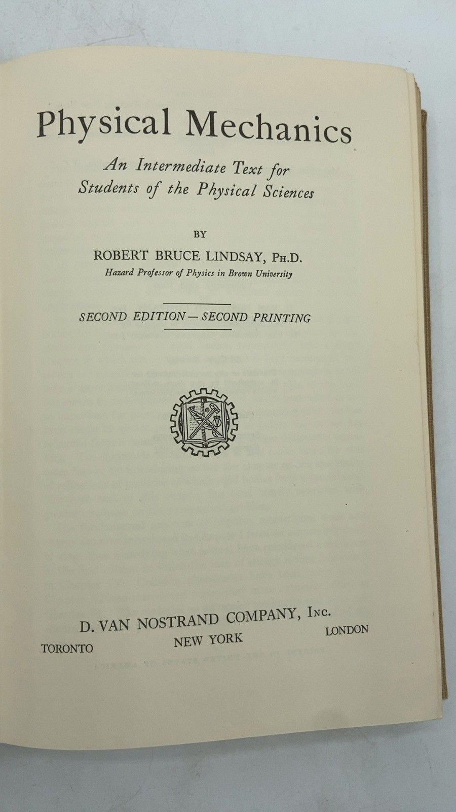 Physical Mechanics Robert Bruce Lindsay, Ph.D. Hardcover Second Edition – Sec…