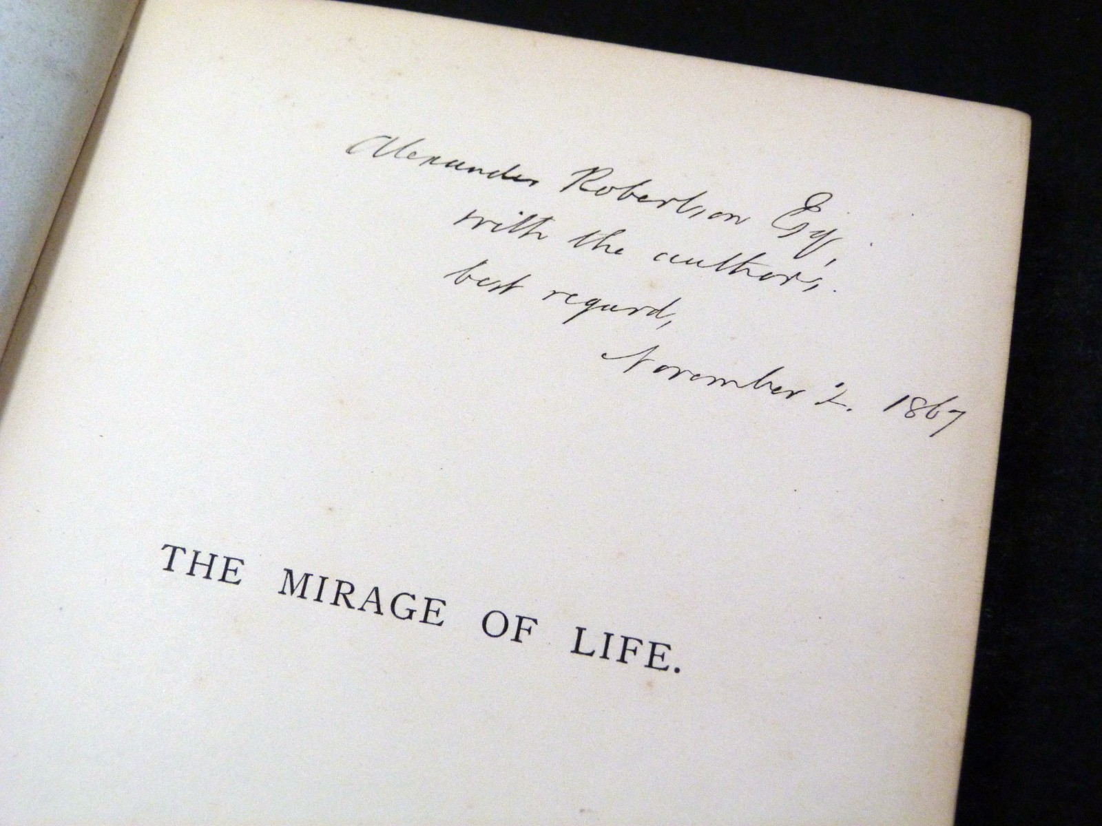 WILLIAM HAIG MILLER signed The Mirage of Life 1867 1st illustrated JOHN TENNIEL