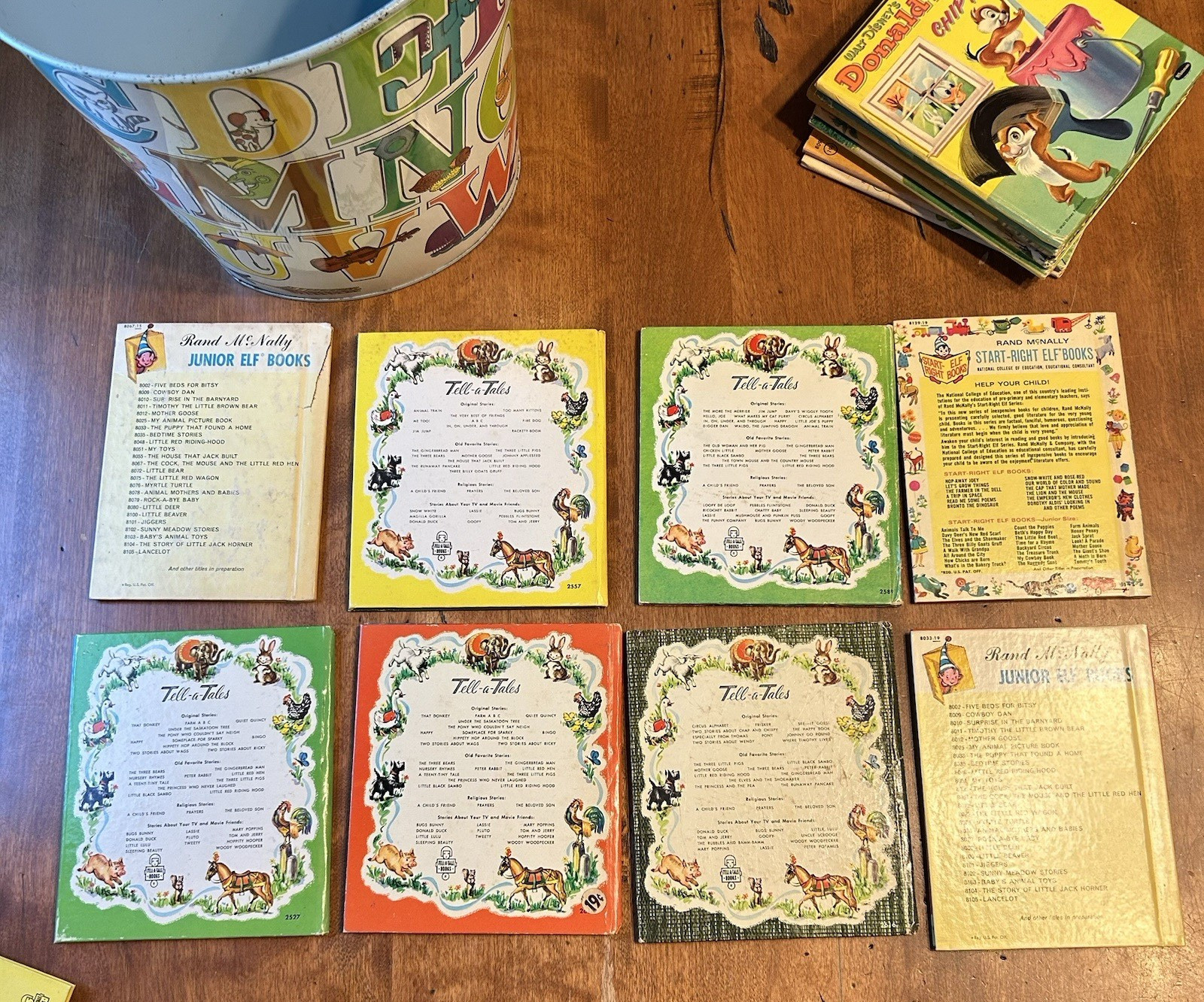 20 Whitman Tell-a-Tale and Rand McNally Junior Elf Books & Cheinco Tin Alphabet