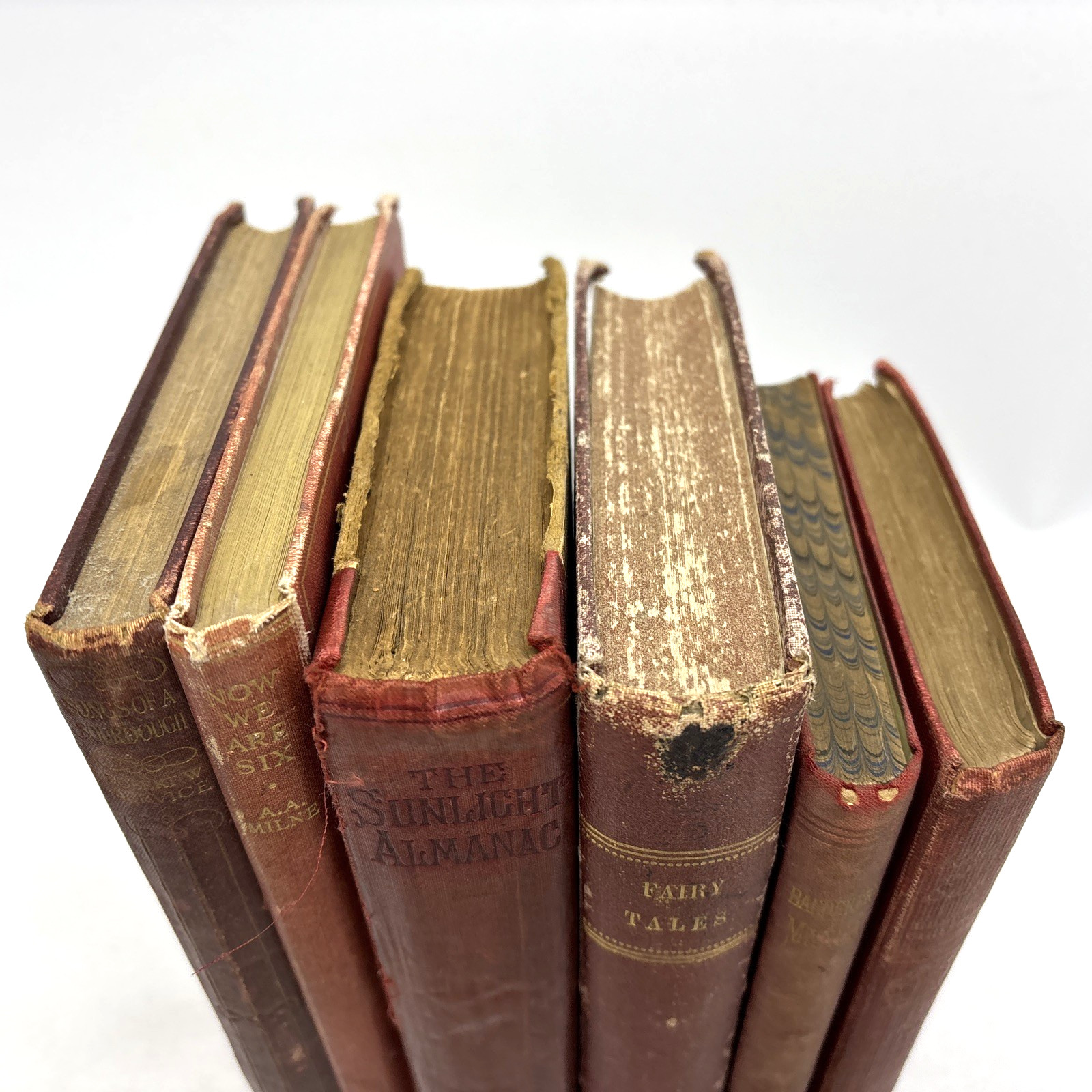 Collection of Distressed Old Books for Decoration. 14cm shelf space.