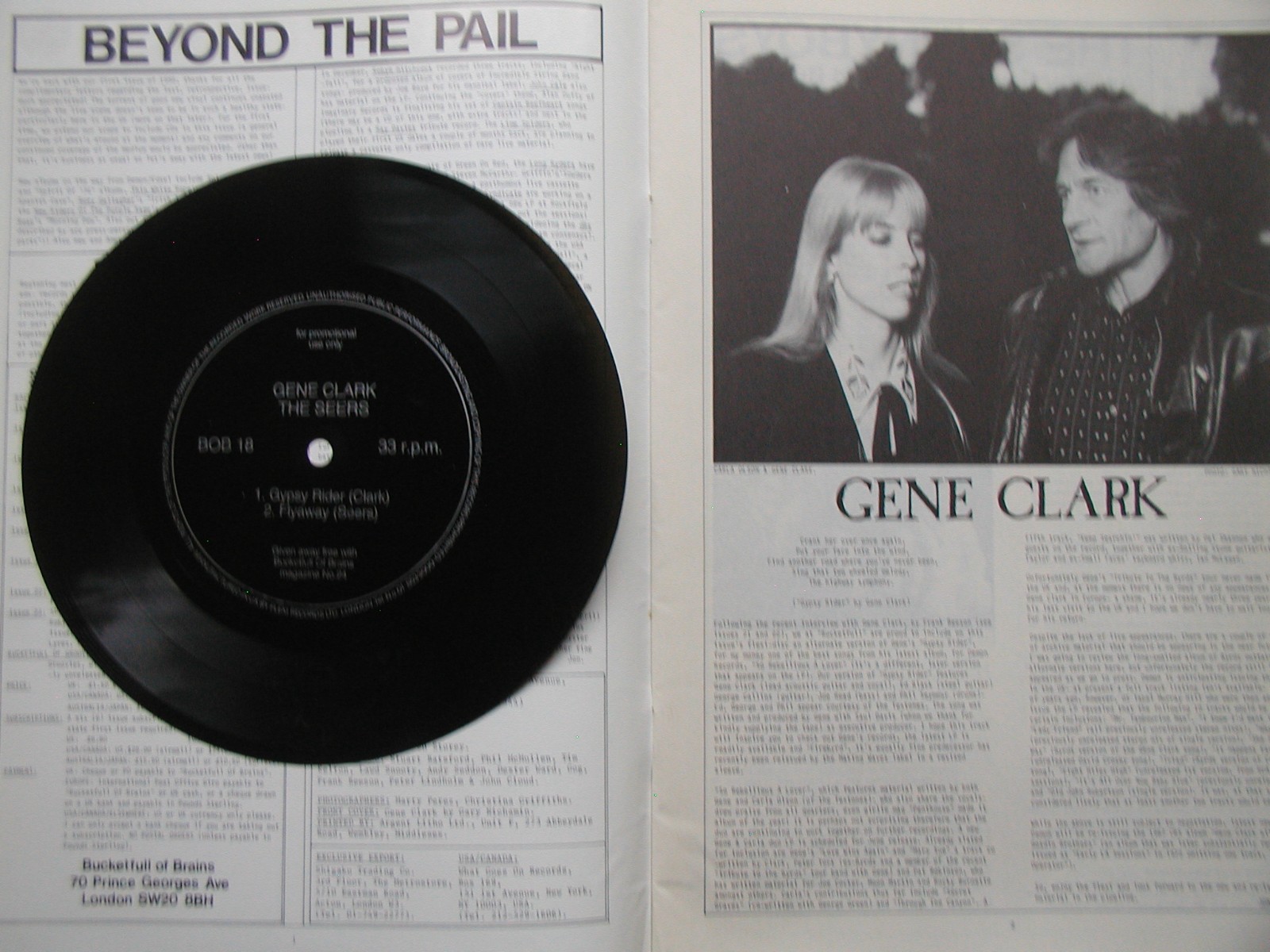 Bucketfull of Brains. No. 24. March 1988. With Gene Clark flexi. Flaming Lips et