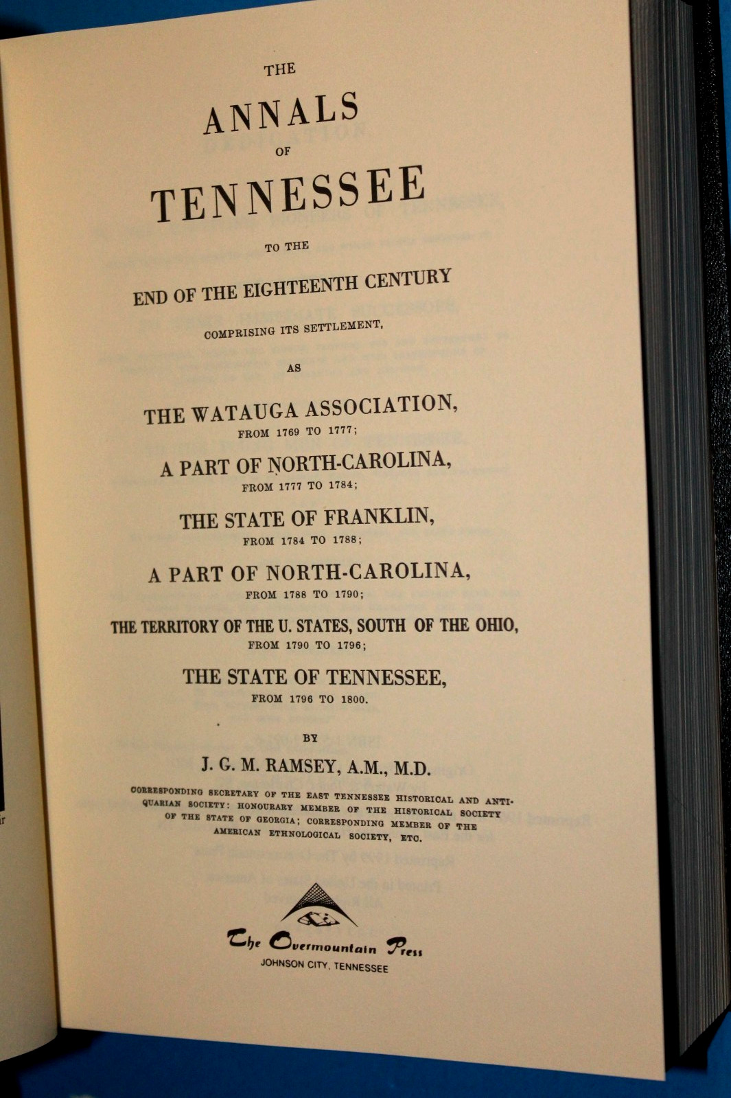 ANNALS OF TENNESSEE by J.G.M. Ramsey (1999 Overmountain Press Printing) 821 pgs