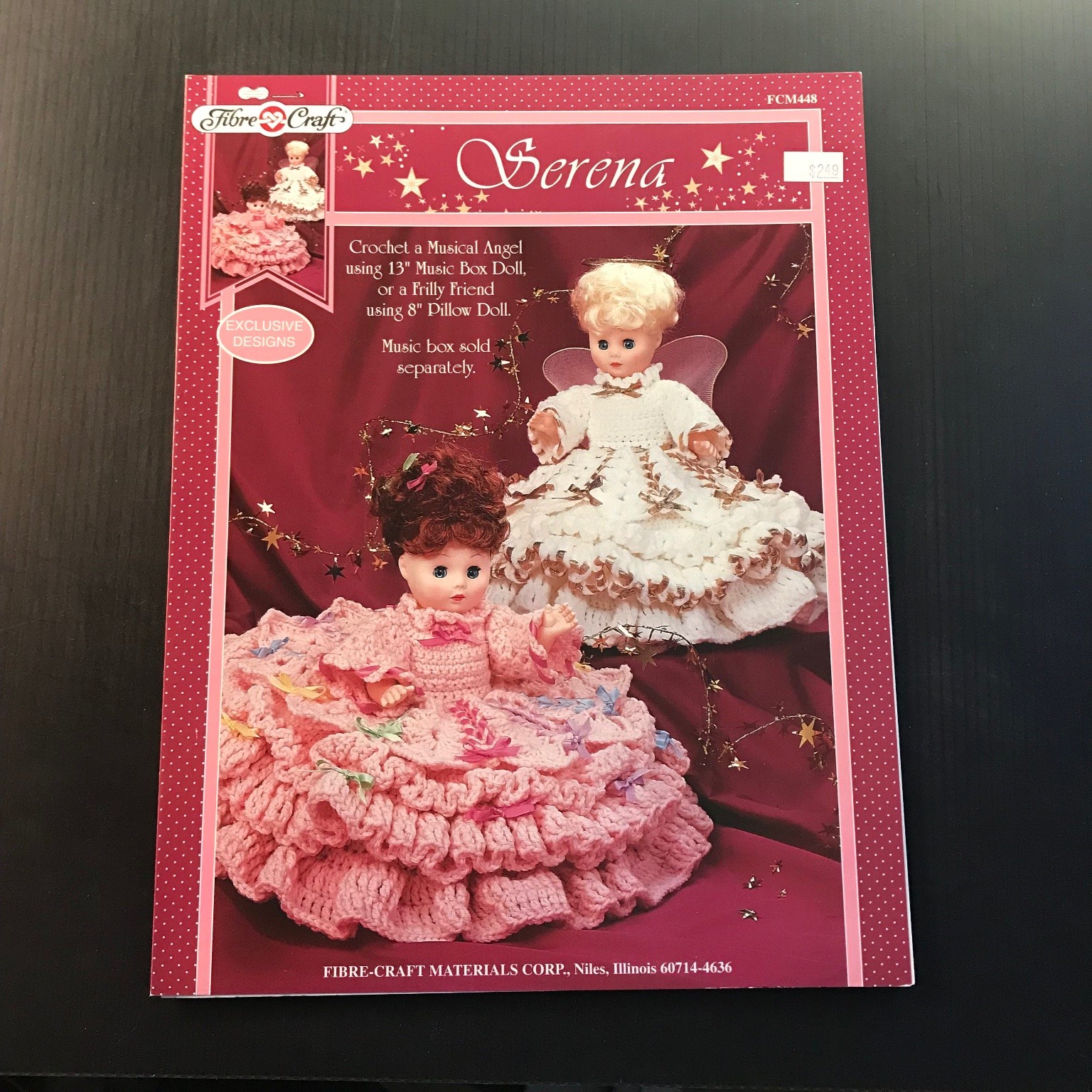 Serena Crochet Pattern Fibre-Craft FCM448 1996 Music Box Angel Pillow Doll