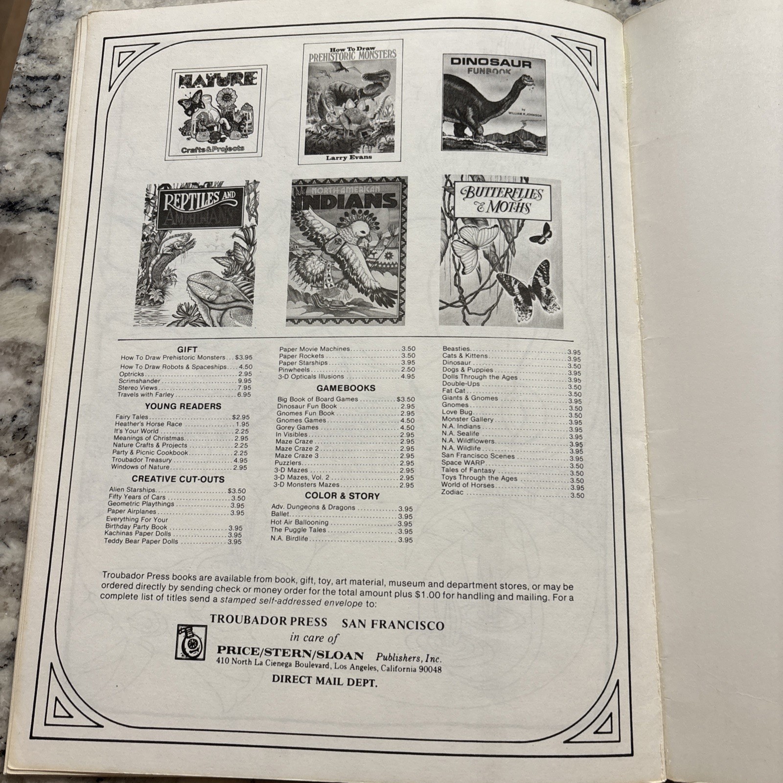 Dinosaur Coloring Book Troubador Press 1970 Retro Unused Oversized