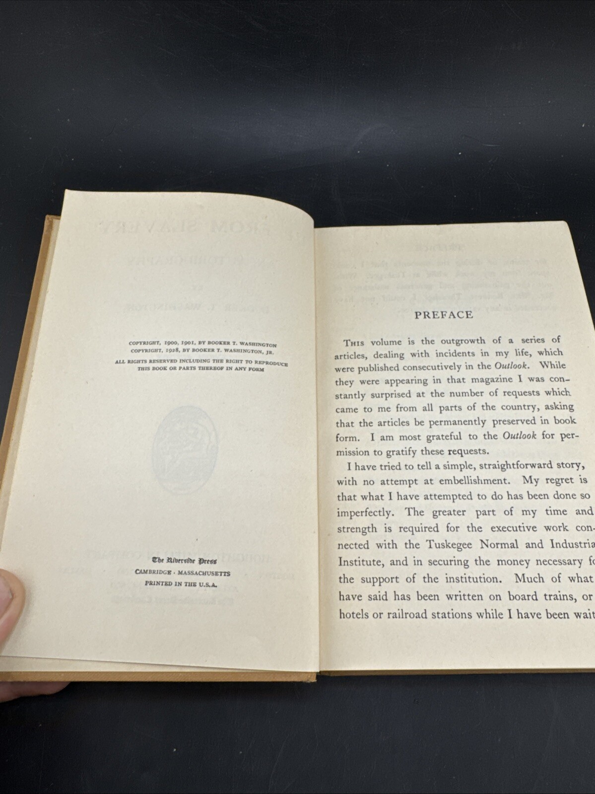 Up From Slavery An Autobiography by Booker T. Washington School Edition 1901