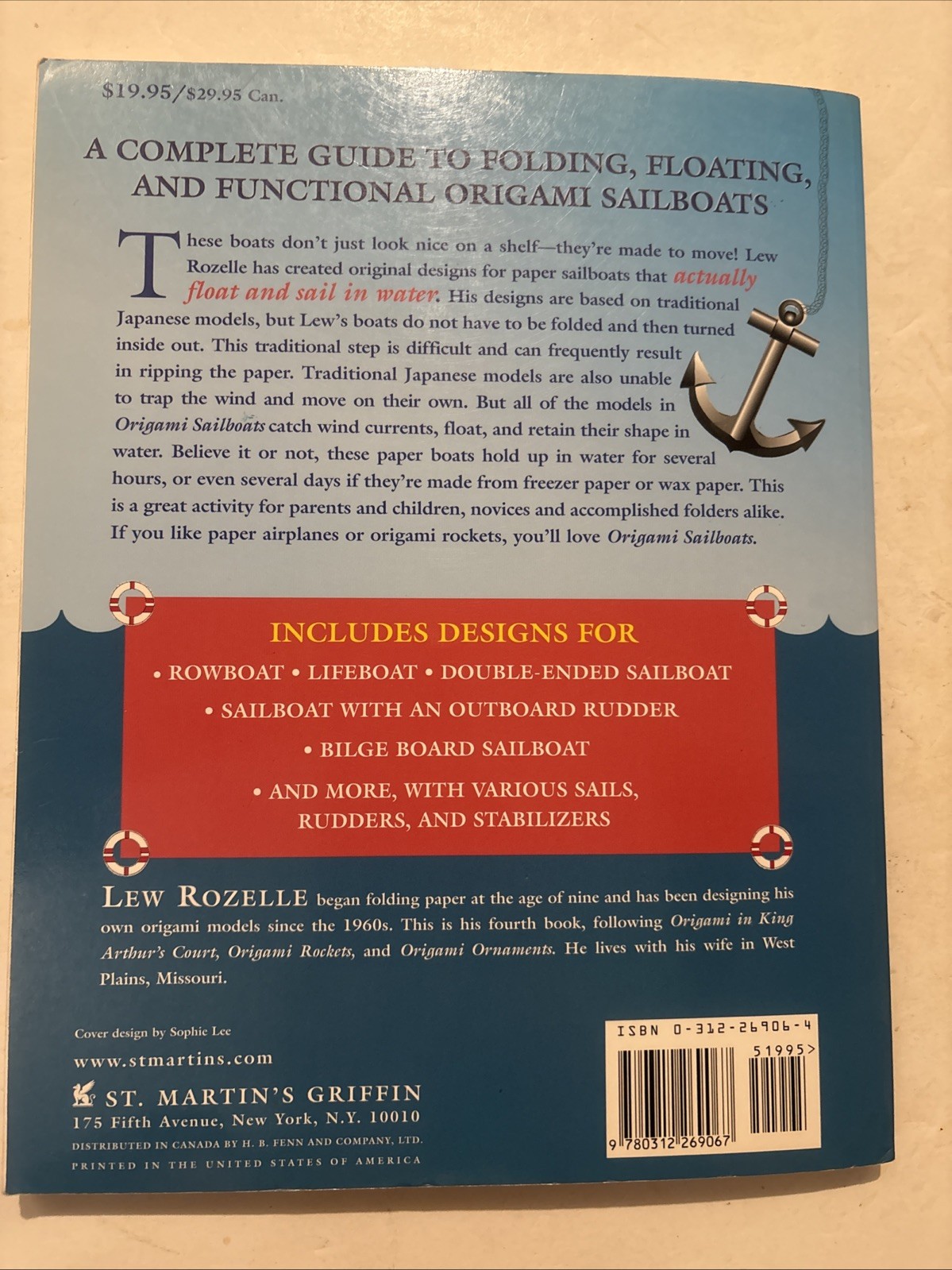 ORIGAMI SAILBOATS By Lew Rozelle 1st edition 2002, 166 pages