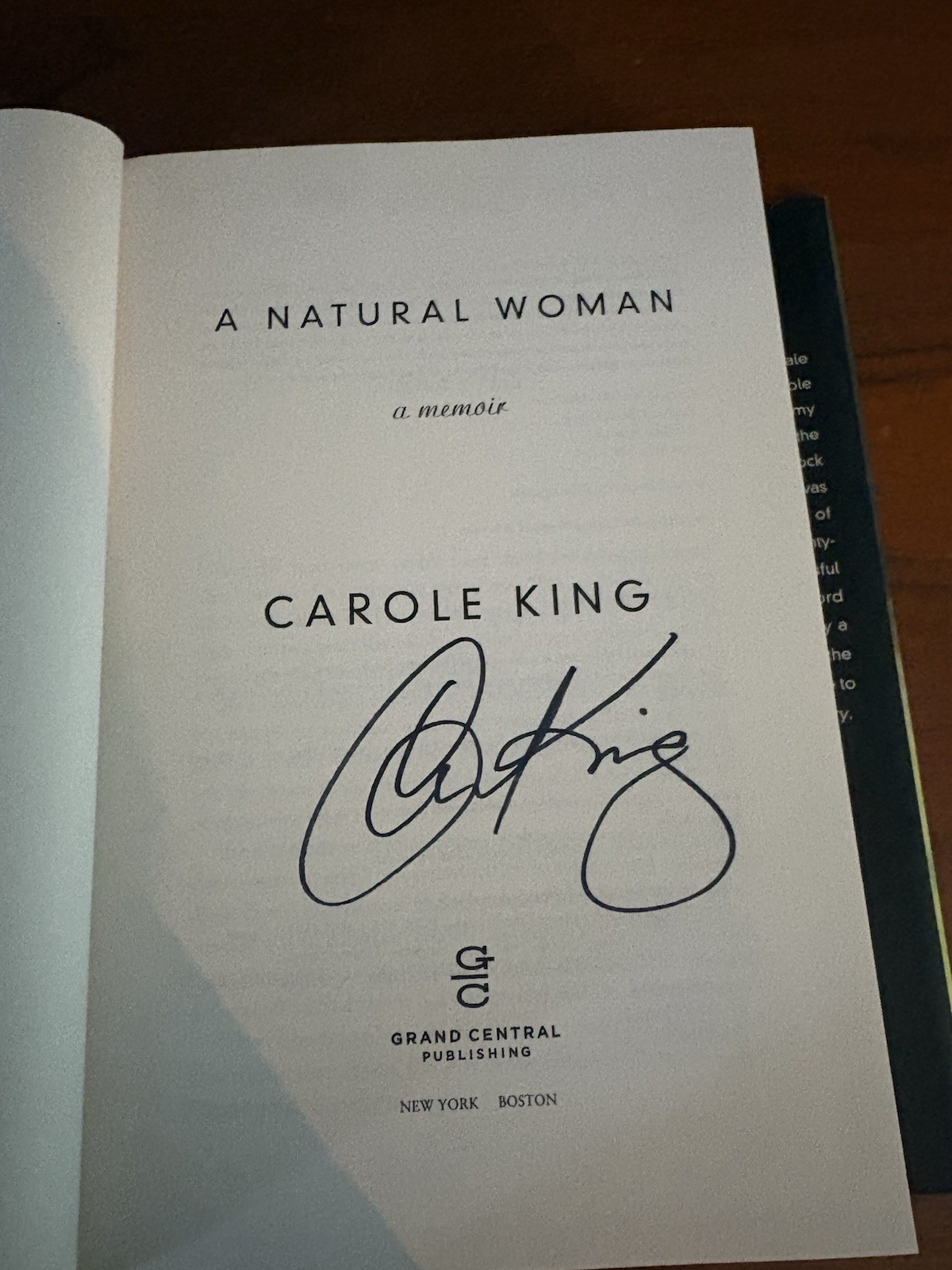 Signed First Edition A Natural Woman: A Memoir By Carol King Hardcover