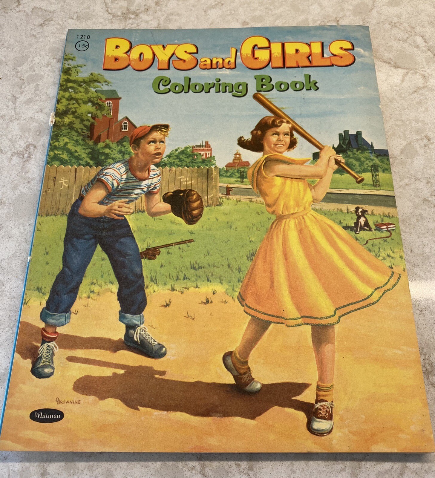 Vtg Whitman 1958 Boys and Girls coloring book, 32 Double Sided Pages, Unused