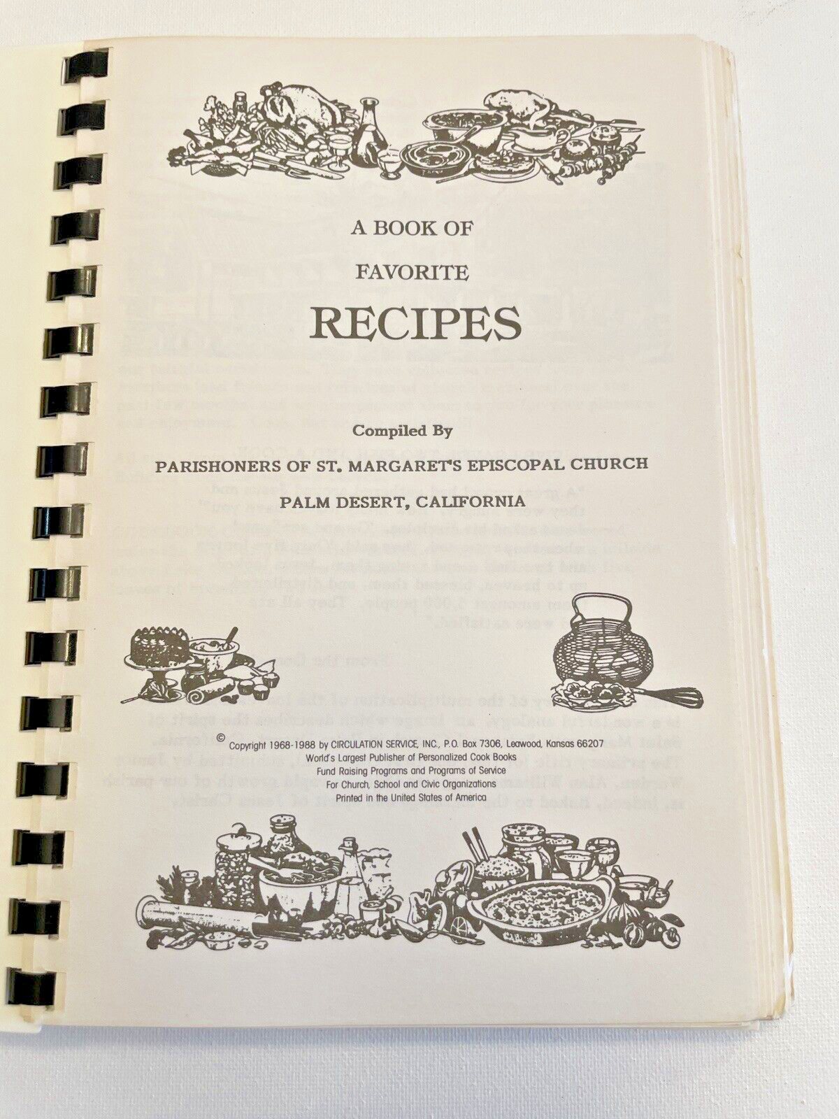Cookbook Palm Desert California CA Five Loaves Two Fish & a Cook Recipes Book