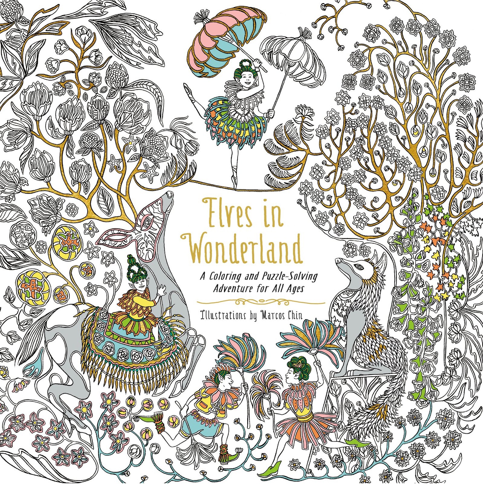 Elves in Wonderland: A Coloring and Puzzle-Solving Adventure for All Ages