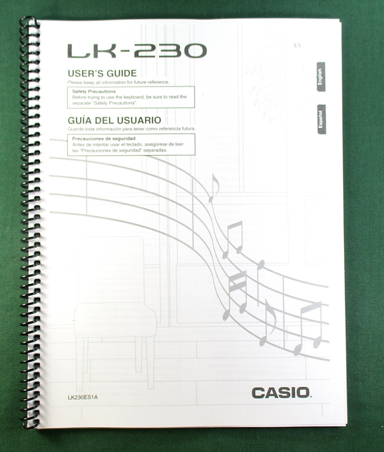 Casio LK-230 Instruction Manual: 47 Pages Coil Bound & Protective Covers!