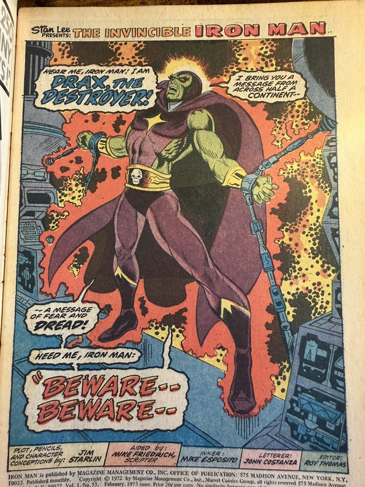 Incredible Iron Man #55 (1973) 1st App Of Thanos & Drax Major Key Marvel Comics