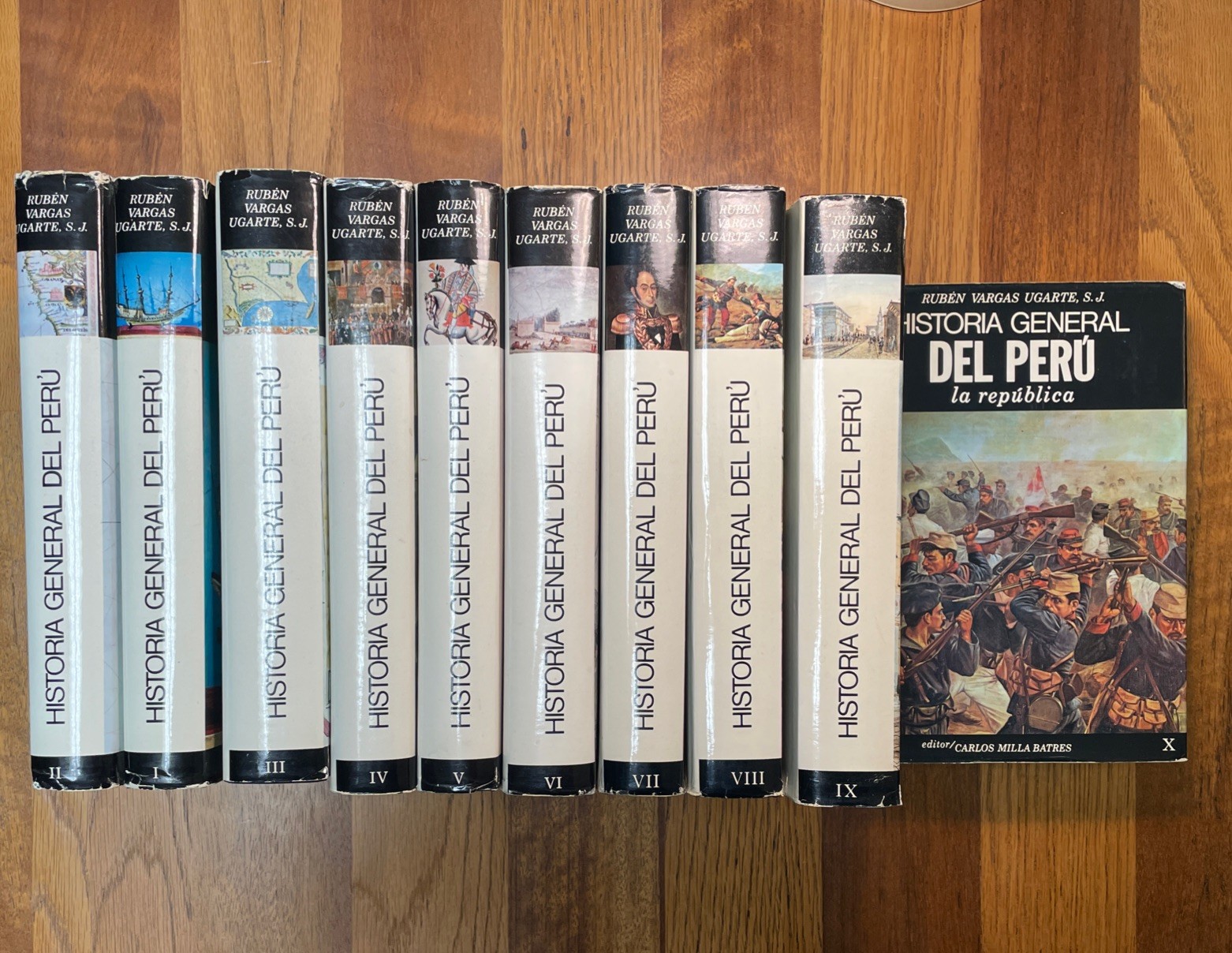 Historia General del Peru by Rubén Vargas Ugarte, 10 volumes. Edito Carlos Milla