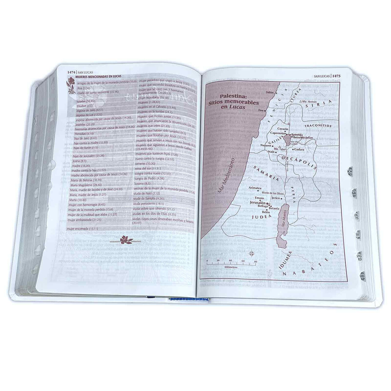 Biblia de Estudio Ser Mujer RV1960 blanco floral con indice – para mujeres
