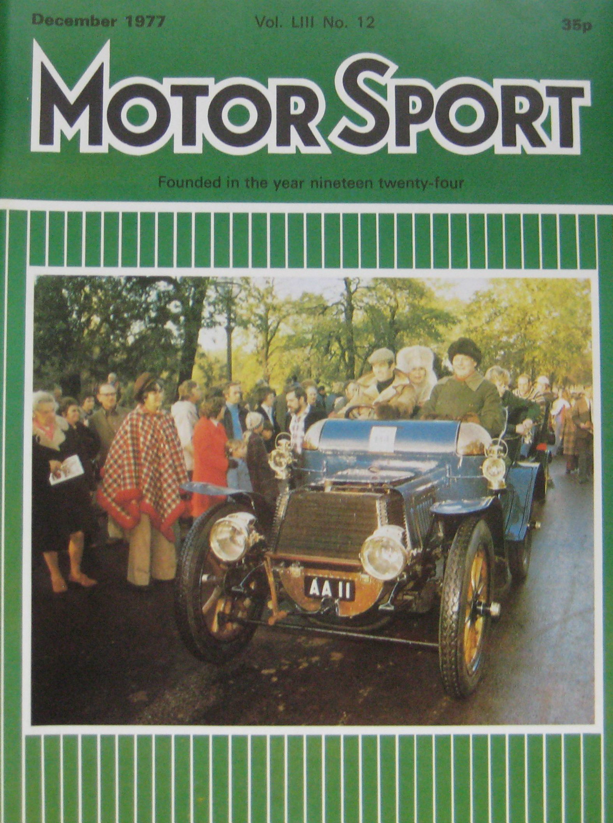 Motor Sport magazine December 1977 featuring Lamborghini Countach, BMW
