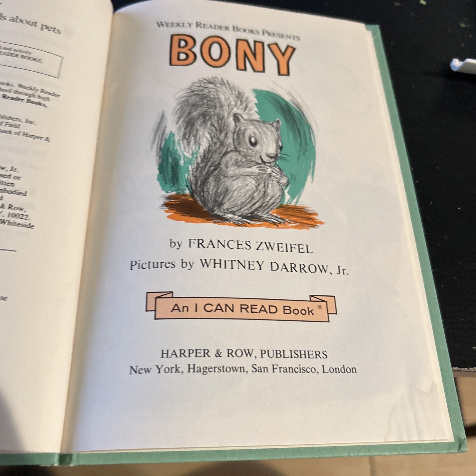 Bony by Frances Zweifel An I Can Read Book Pictures Whitney Darrow HC 1977