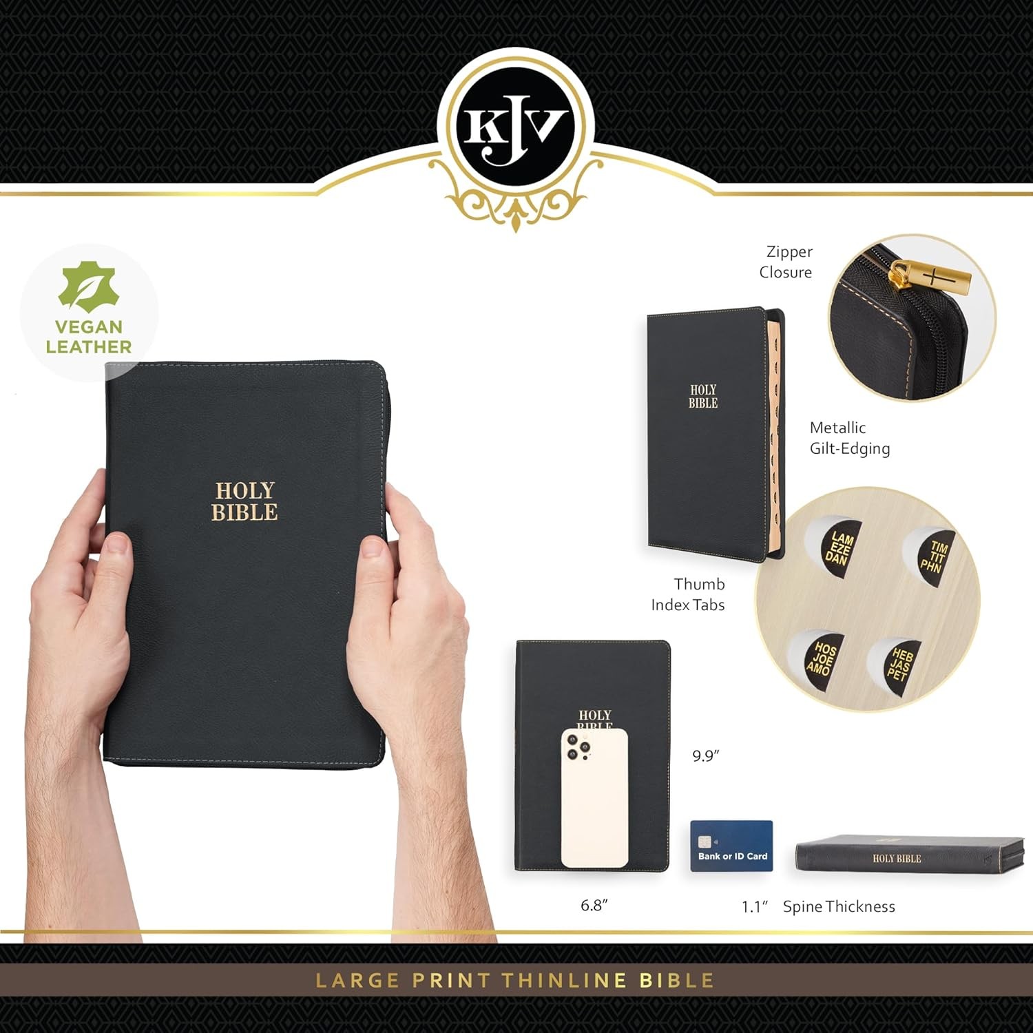 KJV HOLY BIBLE King James Version Black Large Print Thumb Index Edition* NEW