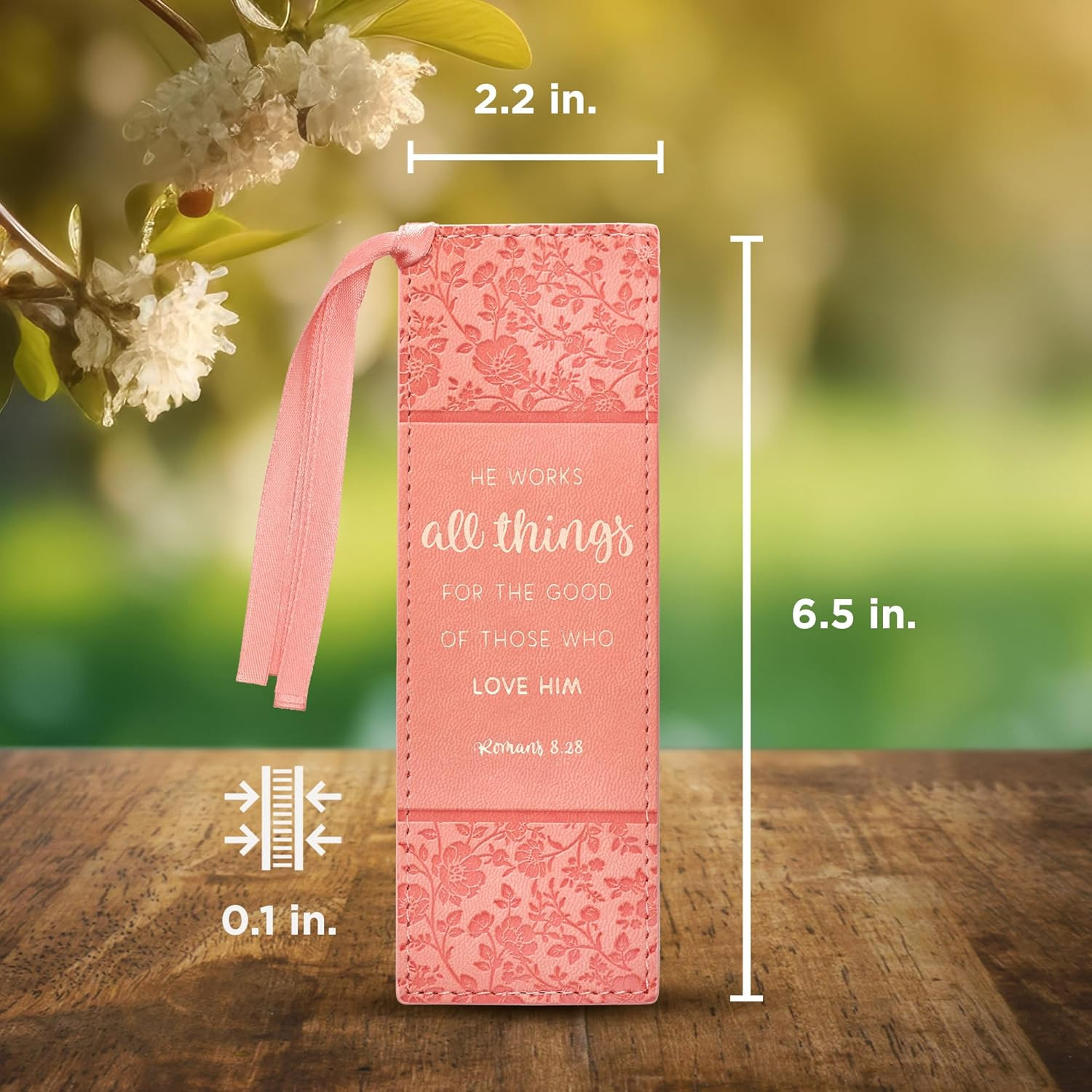 Premium Vegan Leather Scripture Bookmark for Women: He Works All Things – Roman