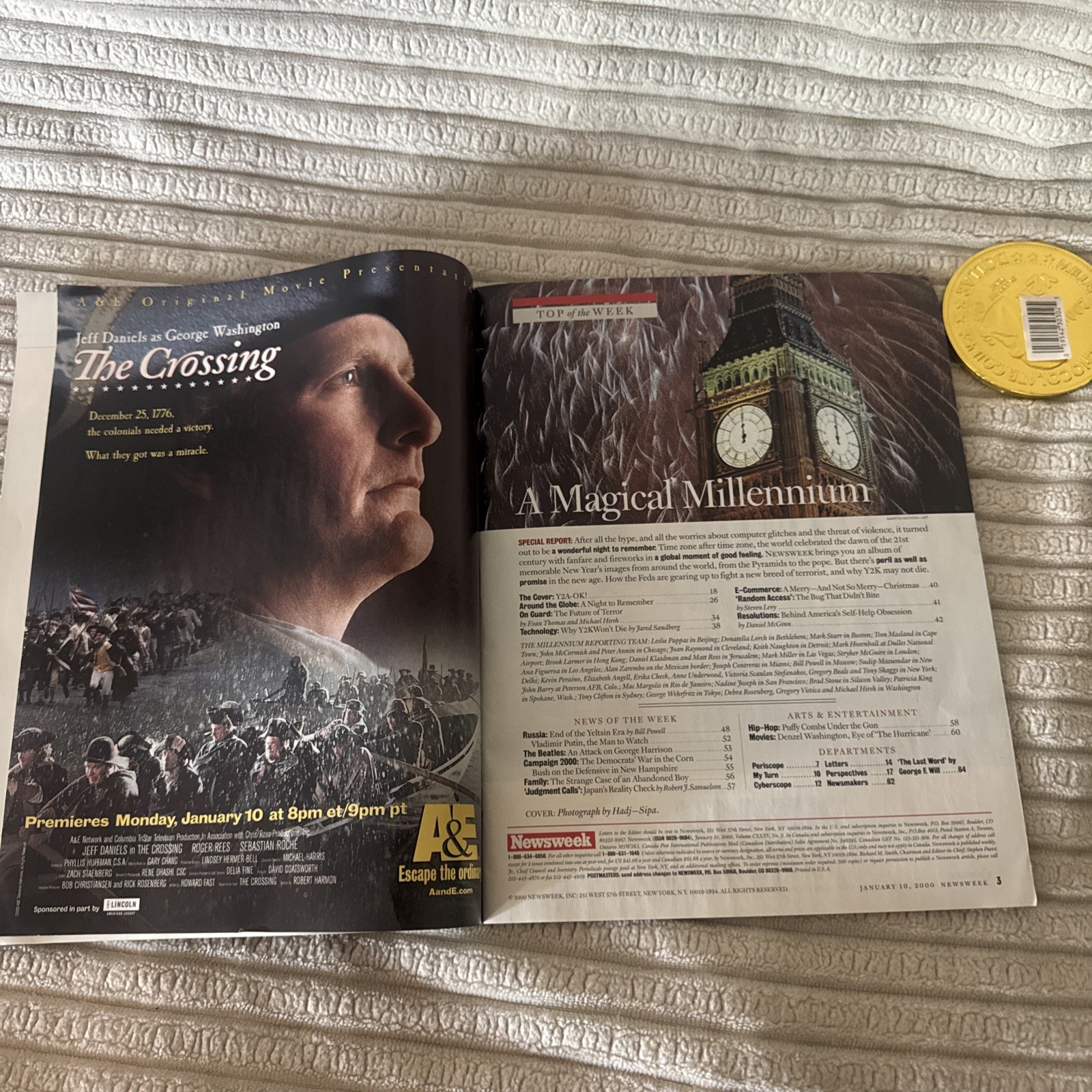Newsweek Commemorative Y2K 1/1/2000 Issue And Chocolate Y2K Gold Coin