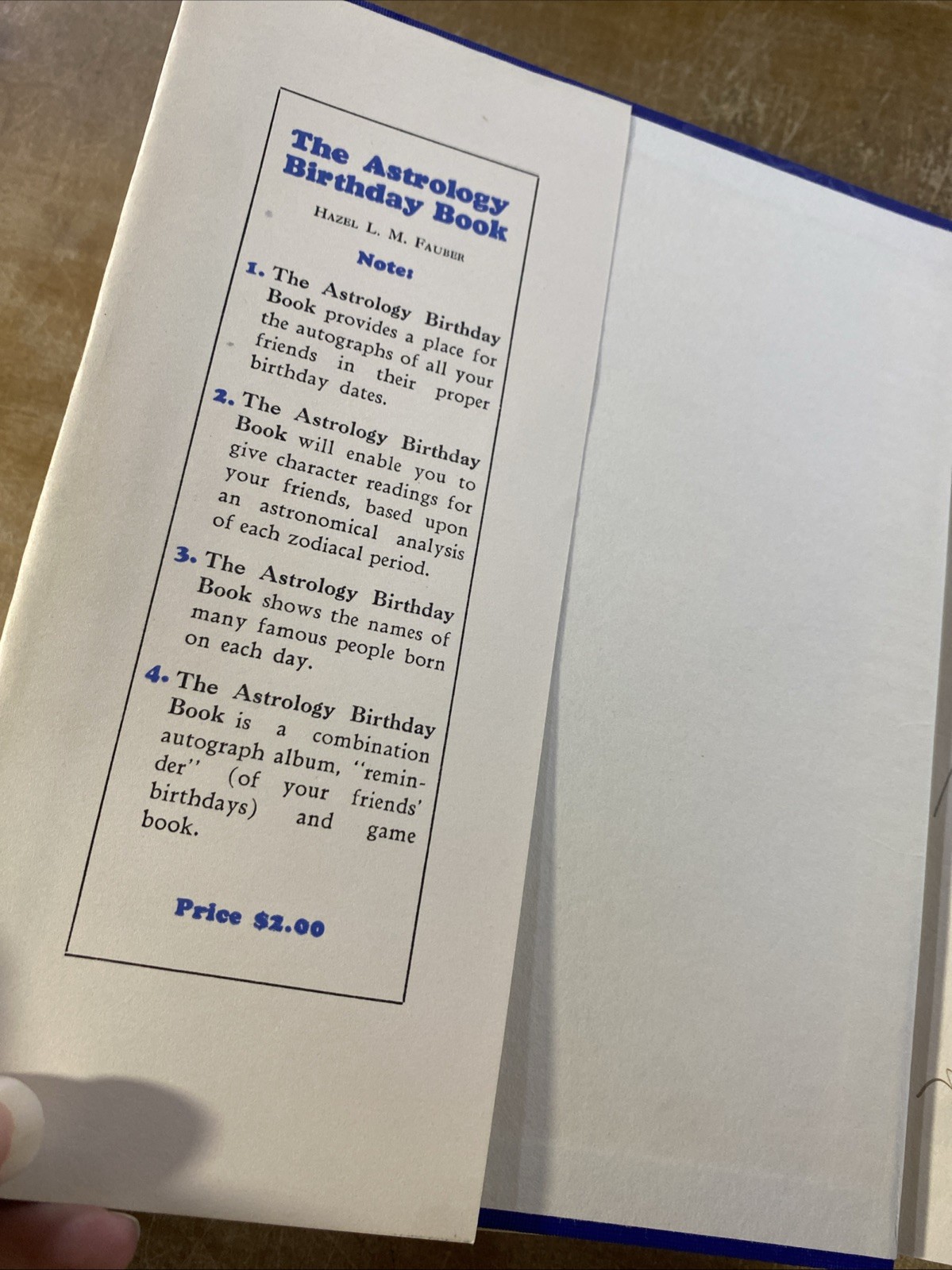 The Astrology Birthday Book Hazel Fauber SIGNED 1929 HC DJ w/ Box