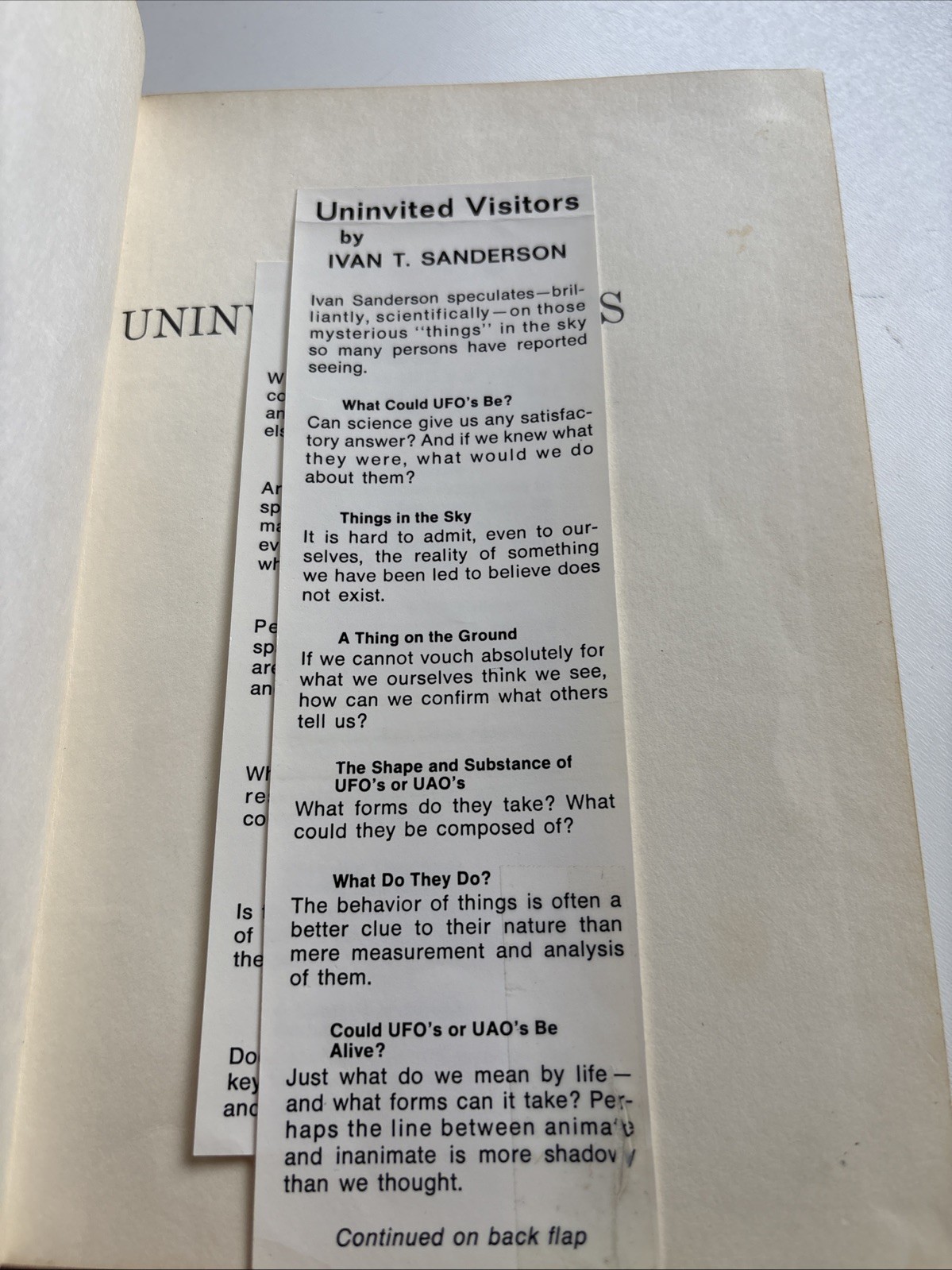 Uninvited Visitors by Ivan Sanderson, First Edition 1967 LIBRARY BINDING