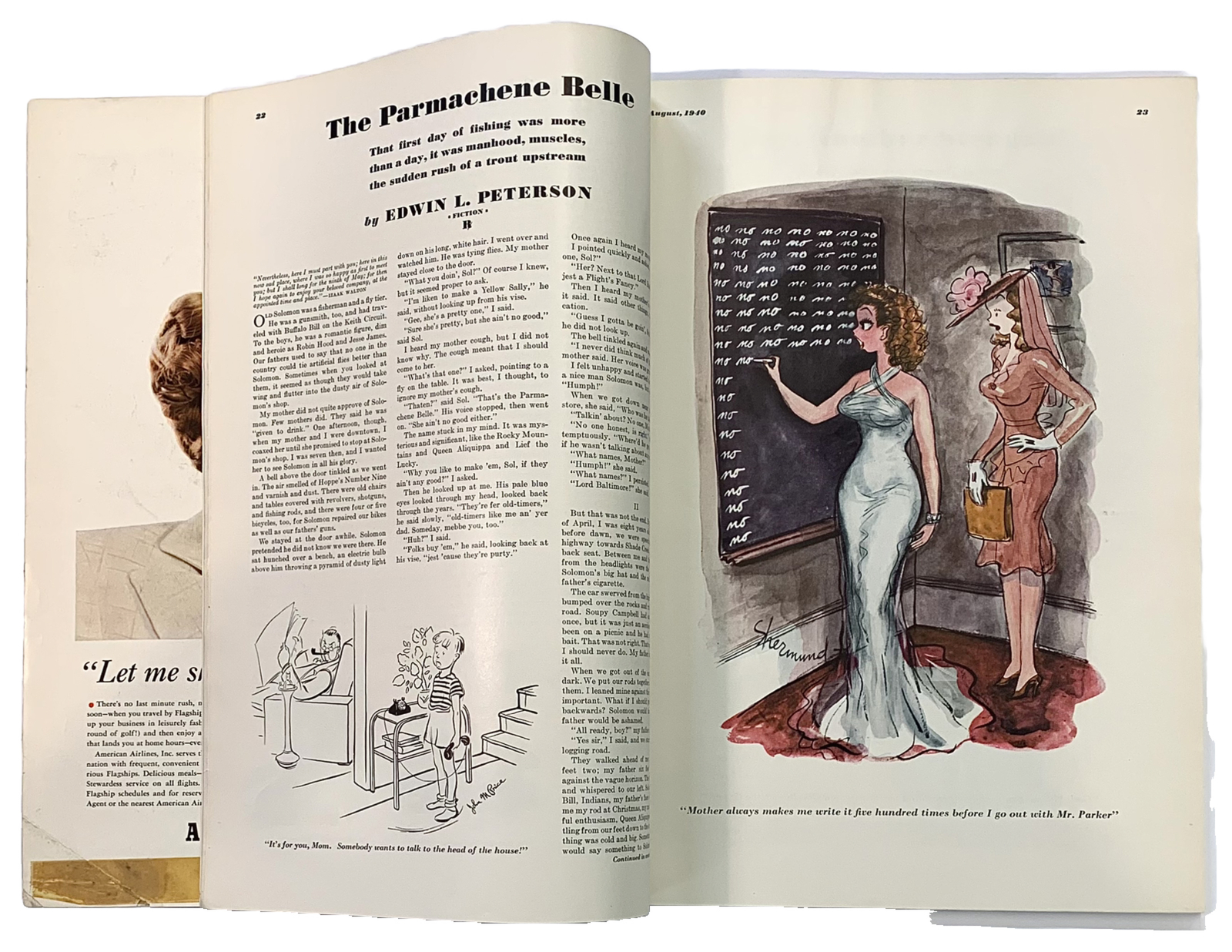 Esquire The Magazine For Men August 1940 Fiction Art Sports Cartoons – 166 Pages