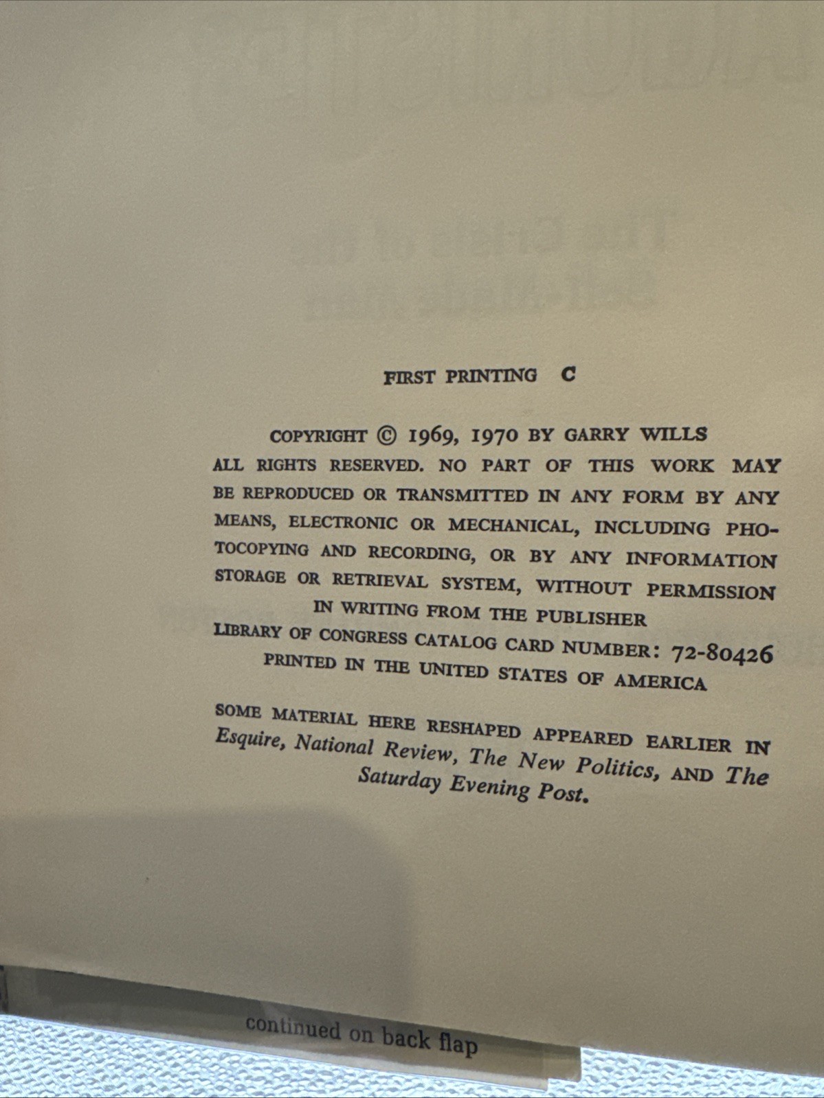 Nixon Agonistes Garry Wills 1st Edition HC DJ 1970 Political Biography Book