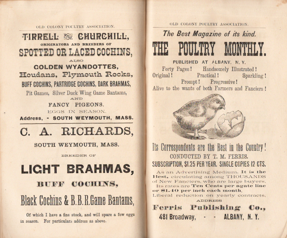 The Second Annual Exhibition of The Old Colony Poultry Association, December1886