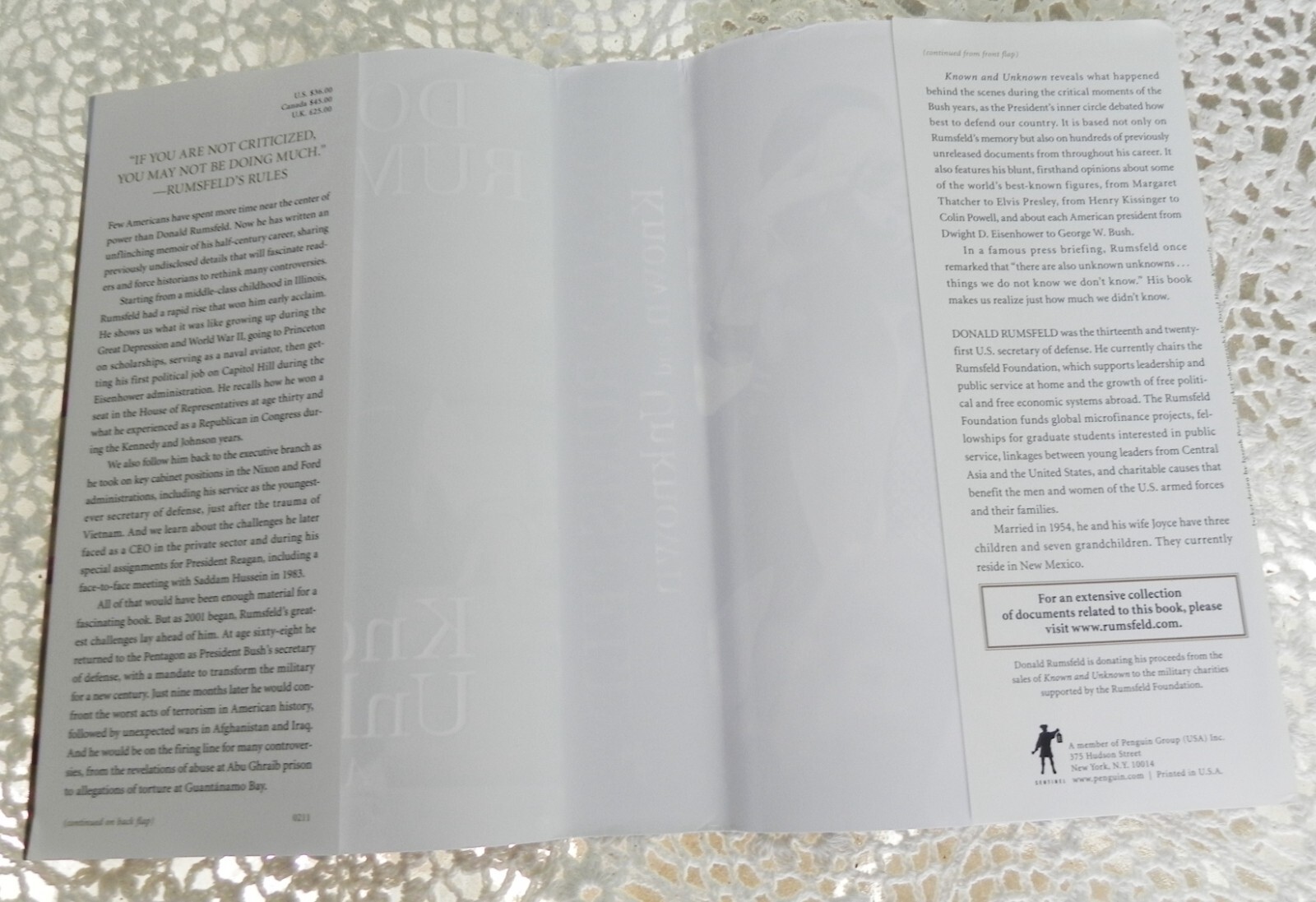SIGNED Known and Unknown by Donald Rumsfeld