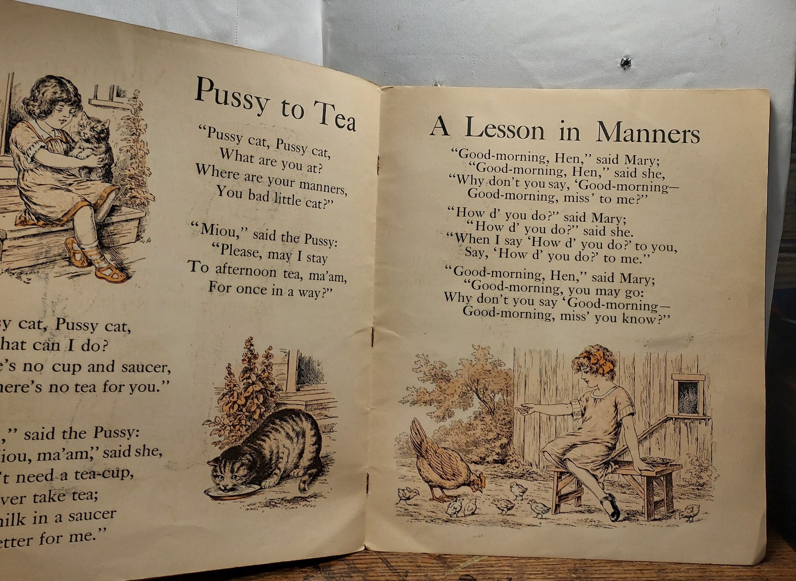 Pair Of Antique Children’s Books 1916 – 1918 One Rhyme Is Racist Caution