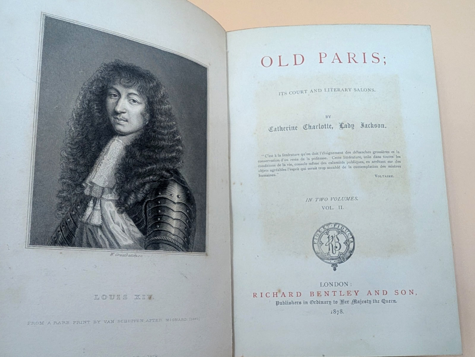 Old Paris 1878 2 Vol Set Catherine Charlotte Lady Jackson Fine Binding