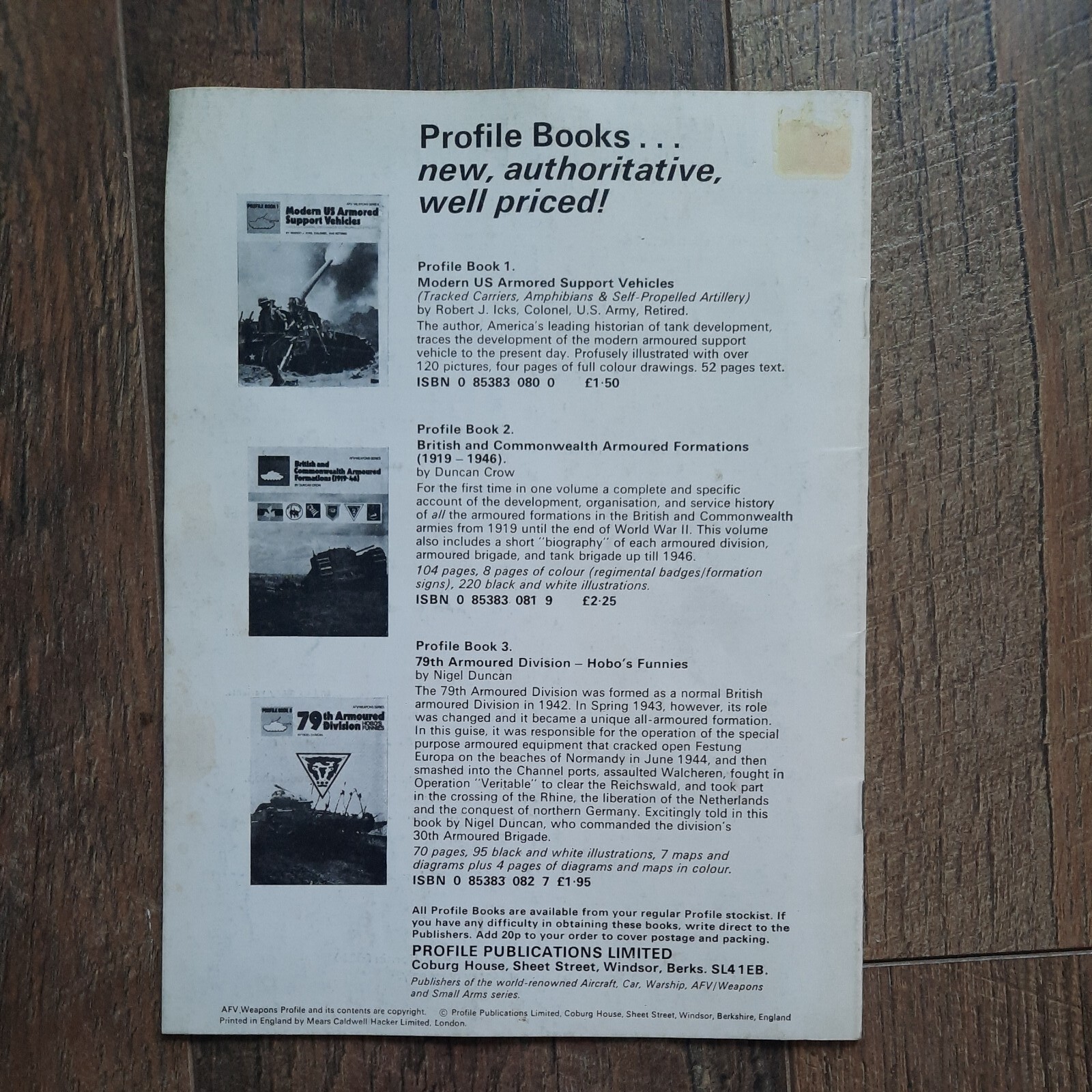 Profile AFV Weapons 15 Panzerkampfwagen 1 & 2 Paperback Book Major-General NW