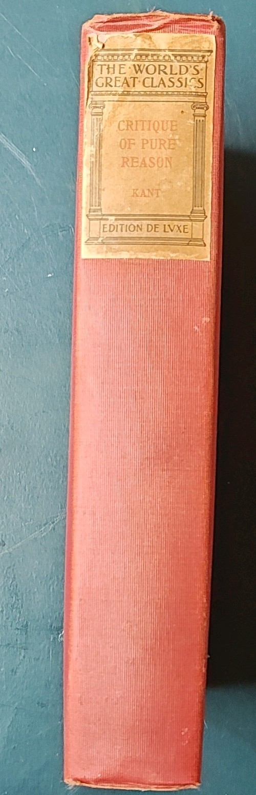 Immanuel Kant Critique of Pure Reason Colonial Press 1899 Hardcover Illustrated