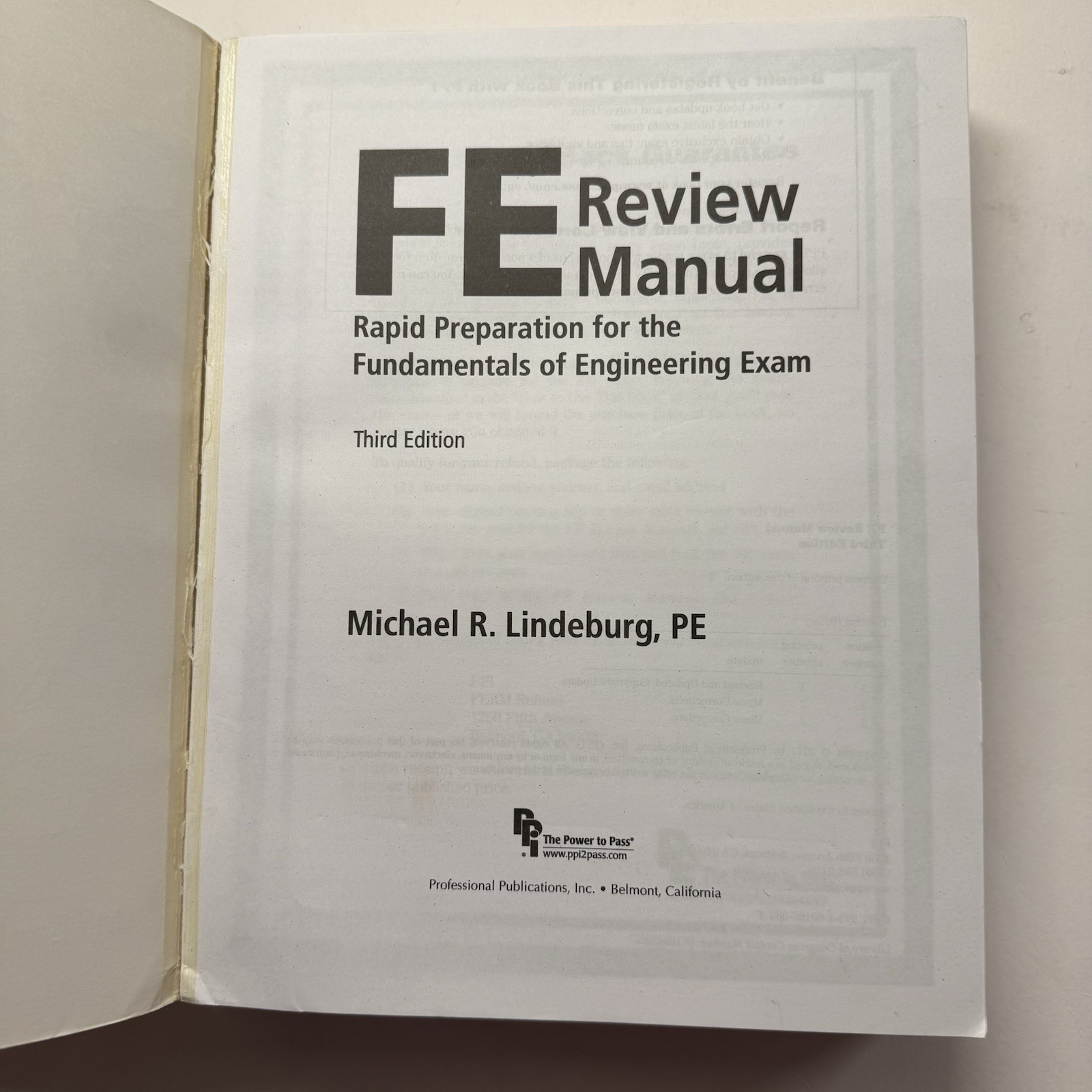 Fundamentals of Engineering Exam, 3rd Edition -FE Exam by Michael R. Lindeburg