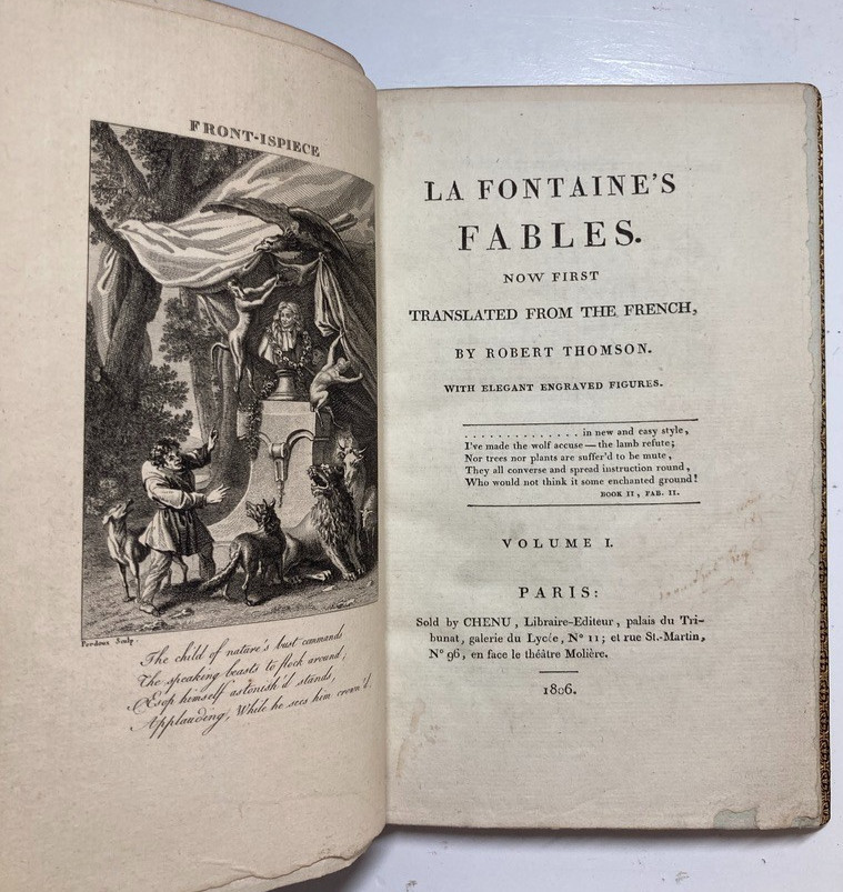 1806 La Fontaine Fables 4 Vols Taffin Signed Fine Morocco Leather Plates Uncut