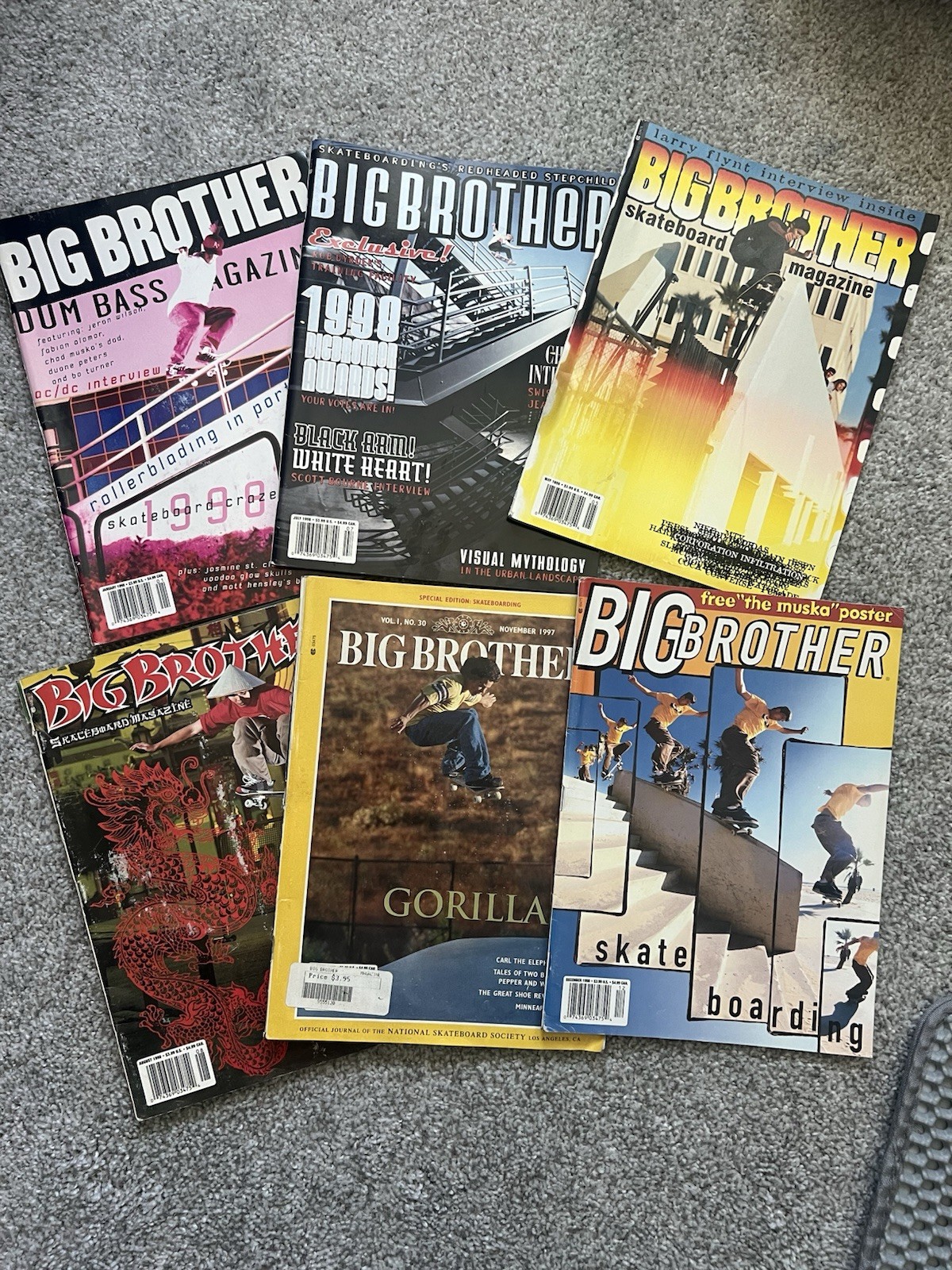 Big Brother Magazine Lot Of 6 Issues Rare 1998 Vintage Skateboarding