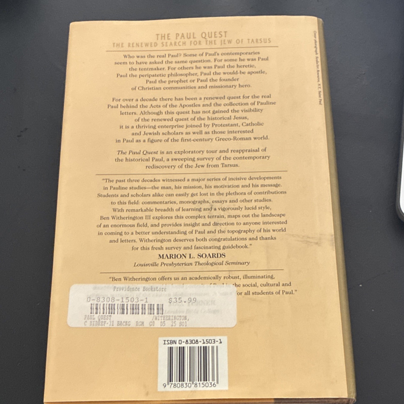 InterVarsity Press The Paul Quest Ben Witherington III Hardcover Religion