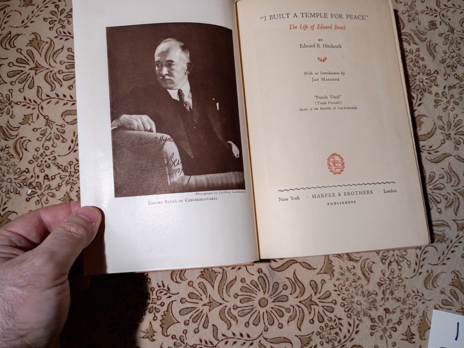 RARE 1940 HC stated 1st Ed – I Built A Temple For Peace by Edward B. Hitchcock