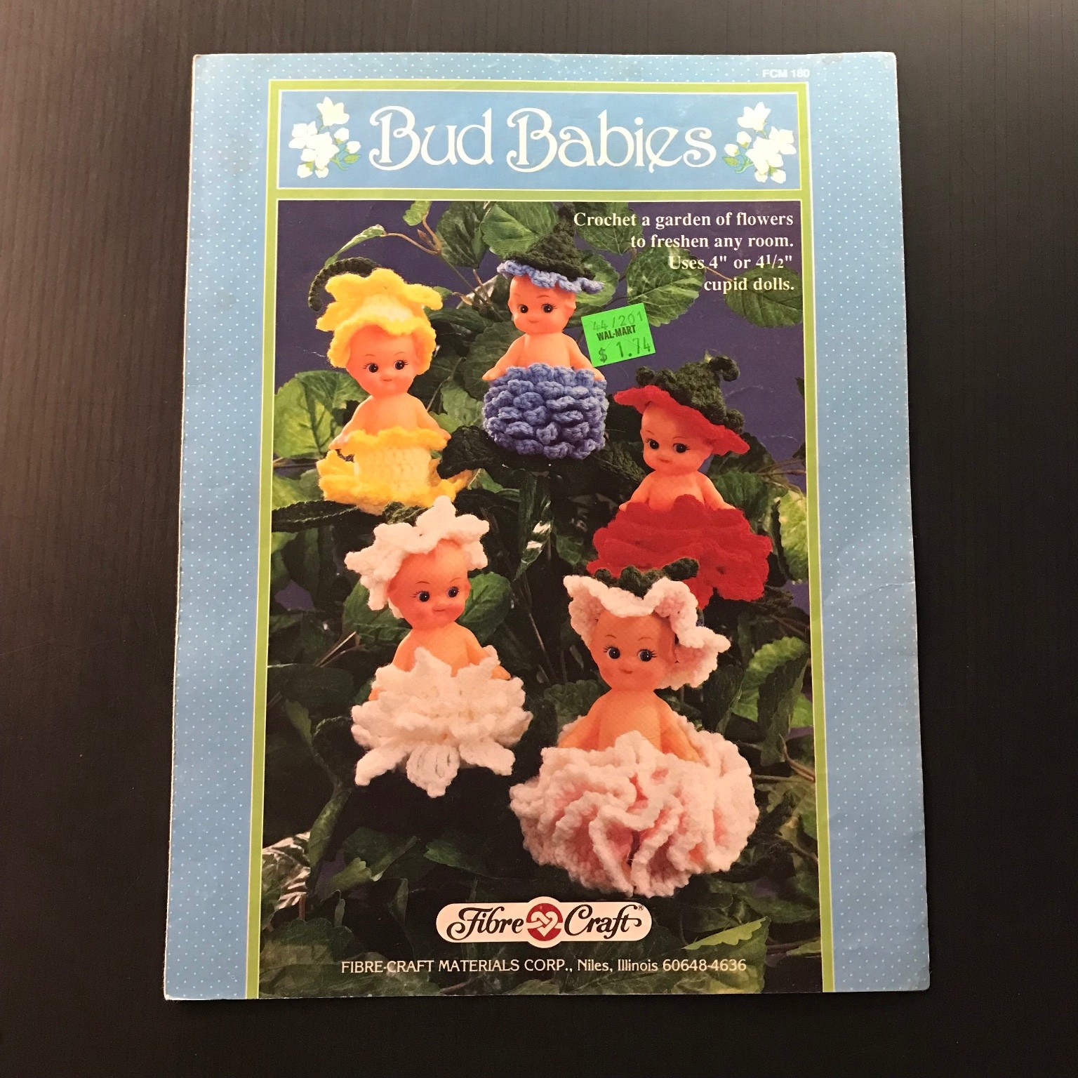 Bud Babies Crochet Pattern Book Fibre-Craft 1980 Cupid Doll Flowers