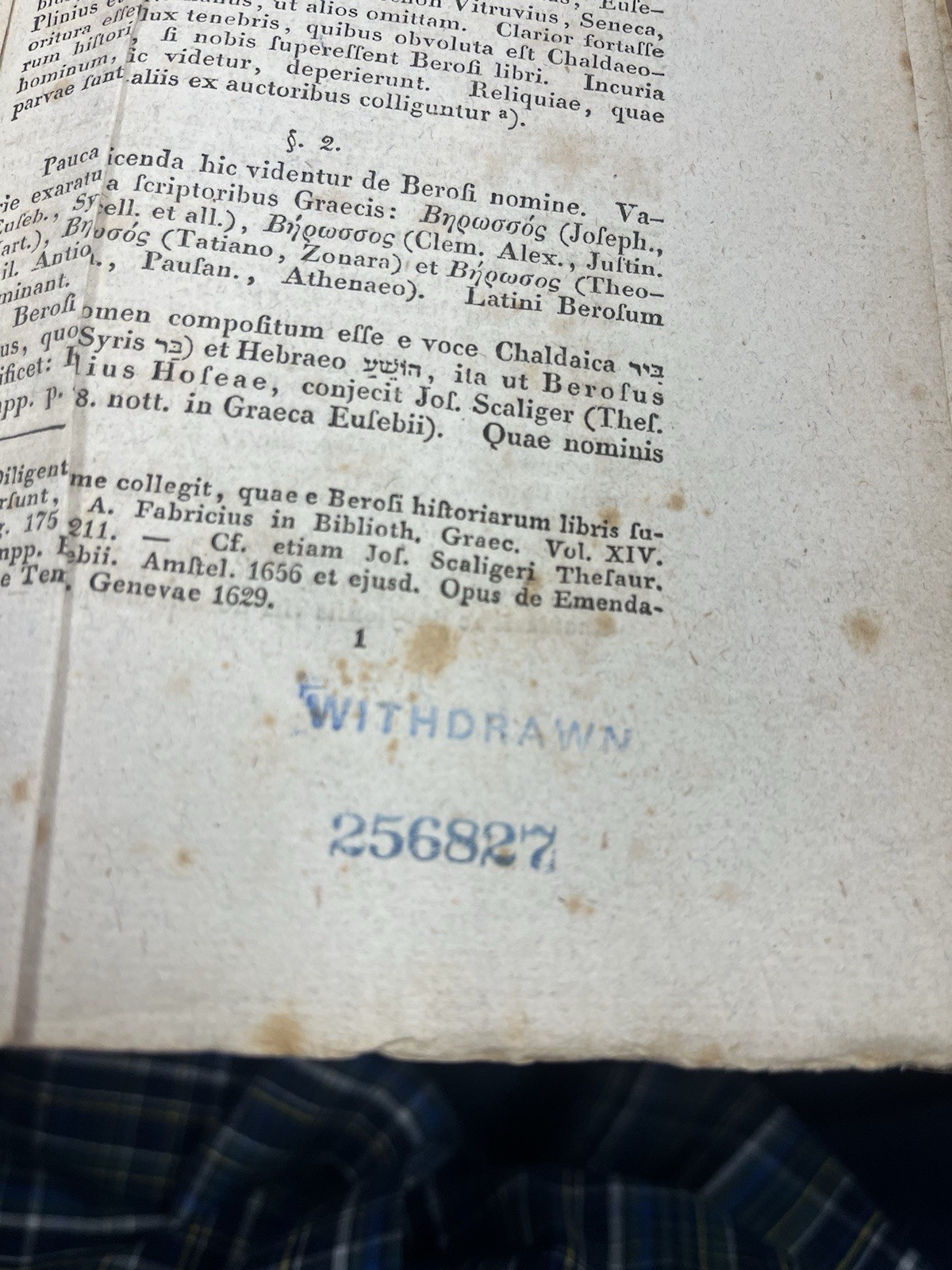 1825 Berosus Chaldaeorum Historiae Quae Supersunt James Strong Personal Copy