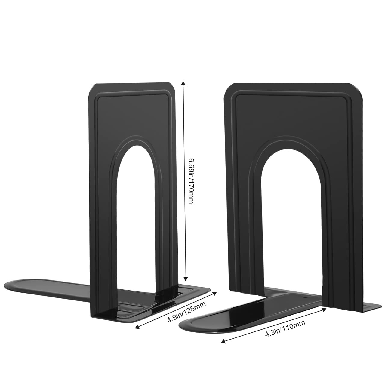 JIKIOU Book Ends Universal Premium 6.69 x 4.9 x 4.3in, 3 Pair/6 Piece-black