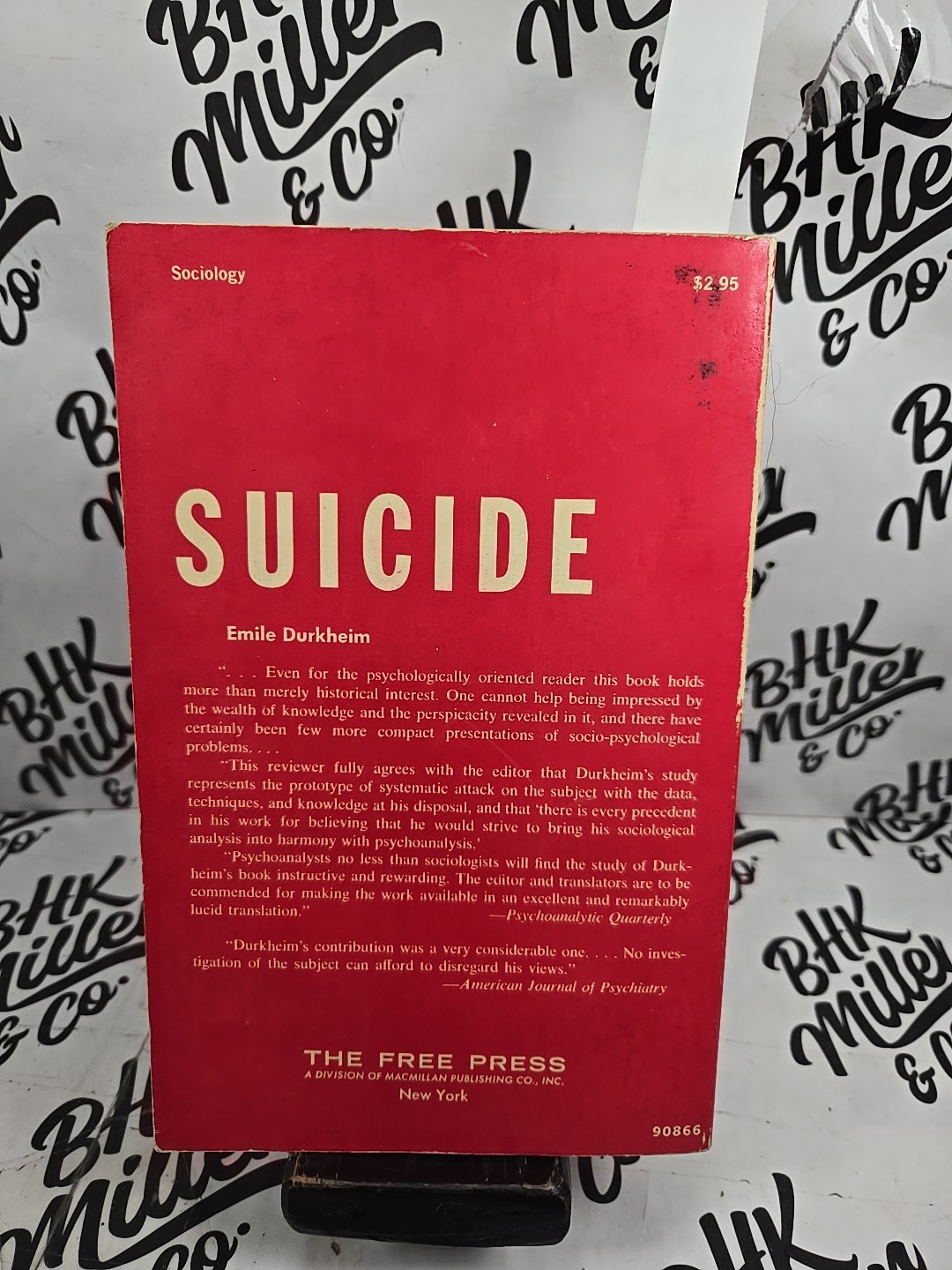 Vintage 1966 Suicide Study In Sociology Emile Durkheim Free Press Red PB USA