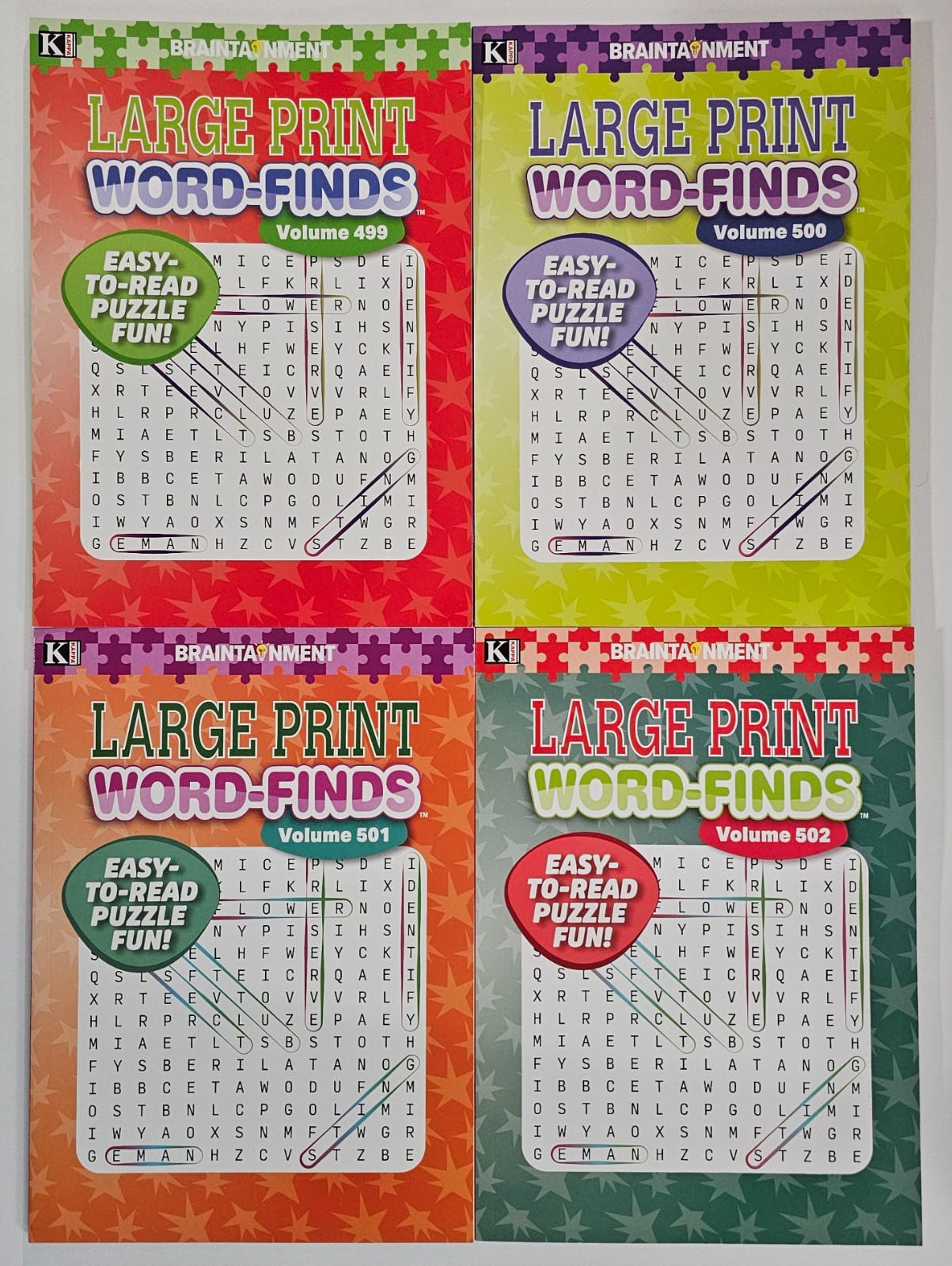 4 New Large Print Word-Finds Puzzle Books Kappa Games Vol #499-502~ Search,Hunt
