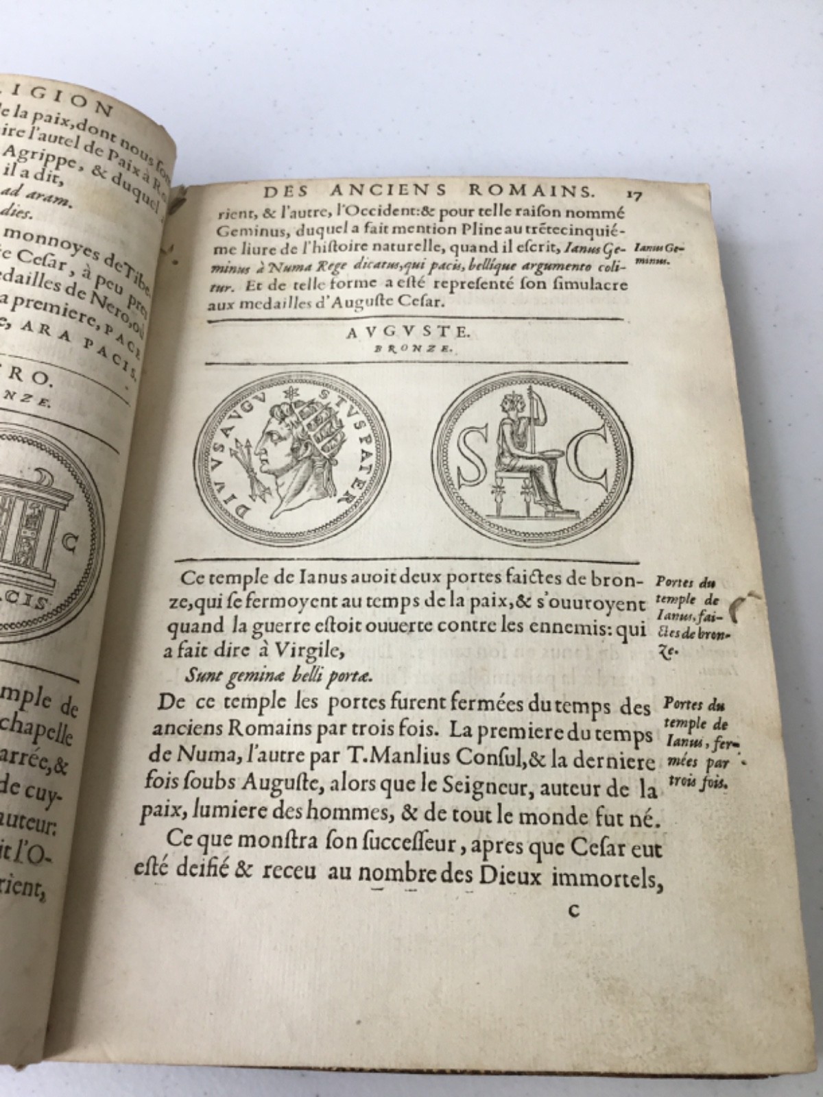 1567 Discours De La Religion Des Anciens Romains, RARE Illustrated Leather Latin