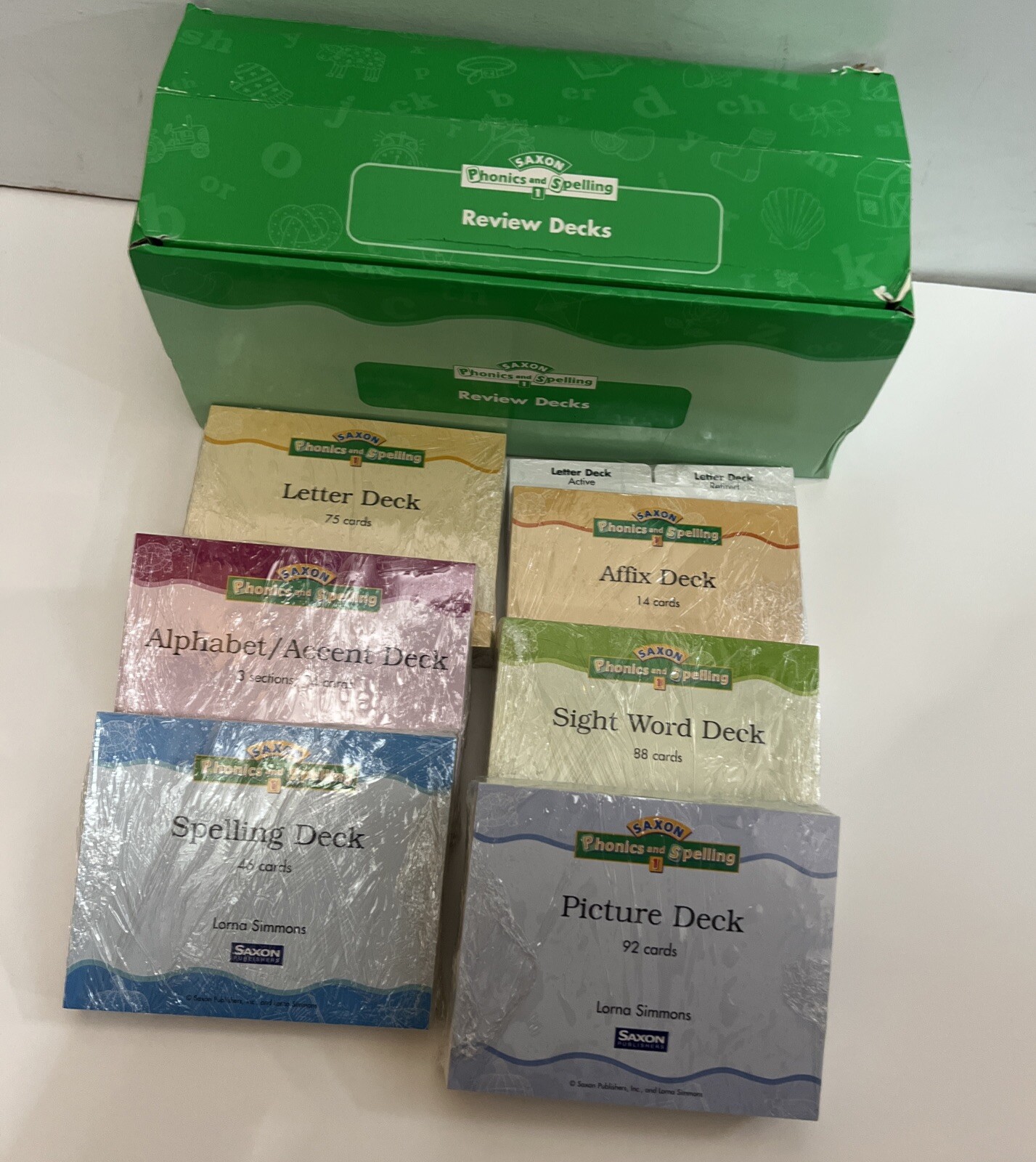 Saxon phonics and spelling REVIEW DECKS GRADE 1, w/classroom box (2003)