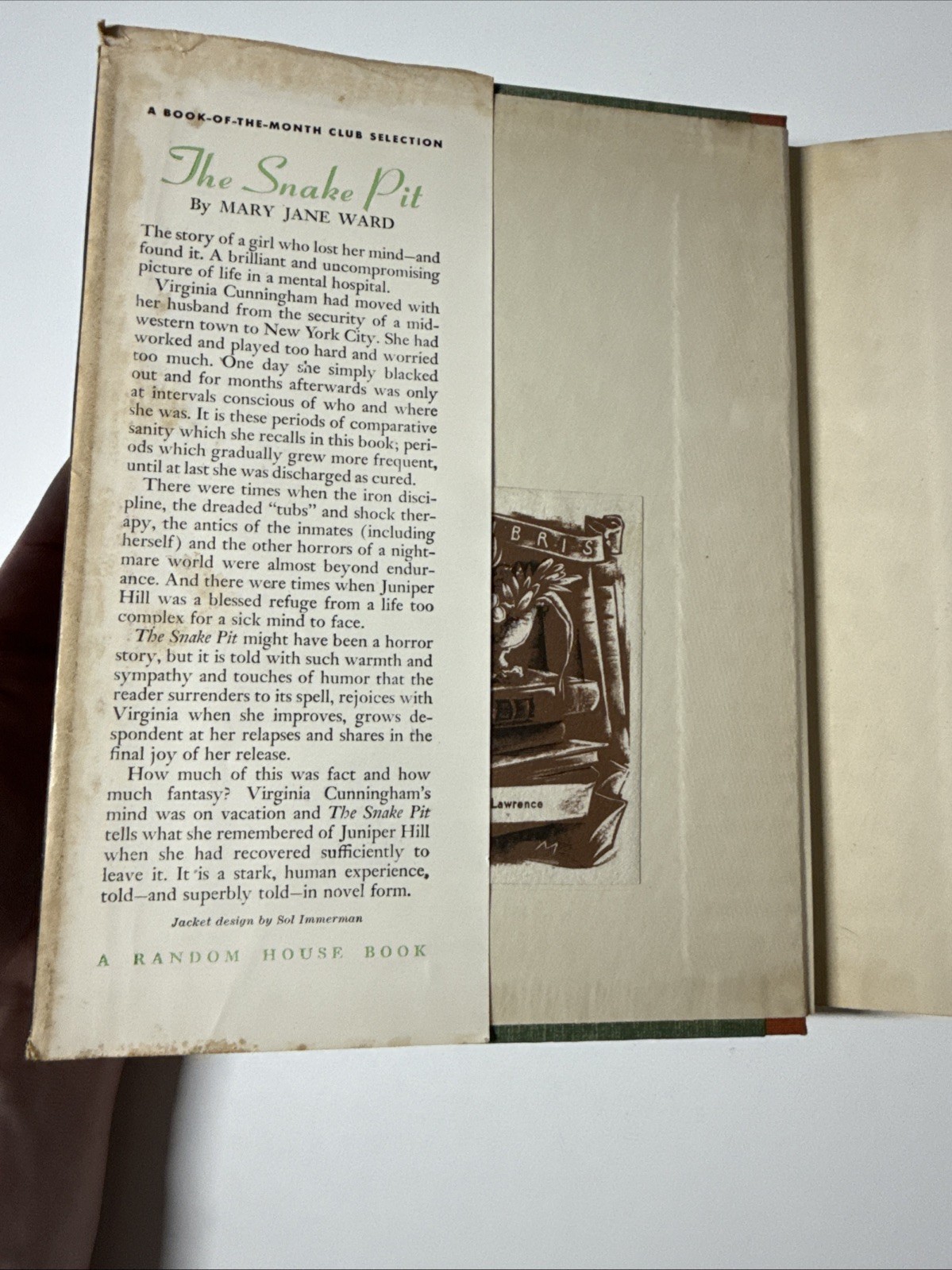 The Snake Pit By Mary Jane Ward 1946 Book Club Edition HC/DJ
